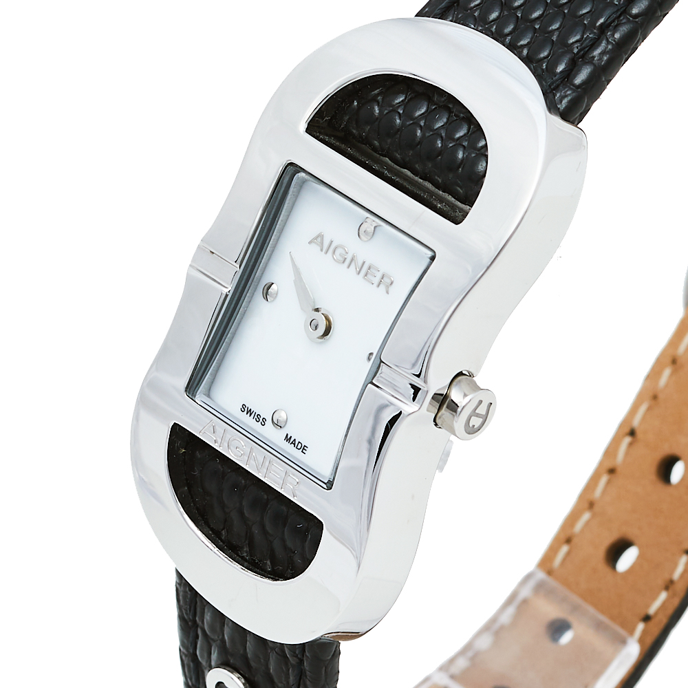 

Aigner Mother Of Pearl Stainless Steel Leather Cesena A53200 Women's Wristwatch, White