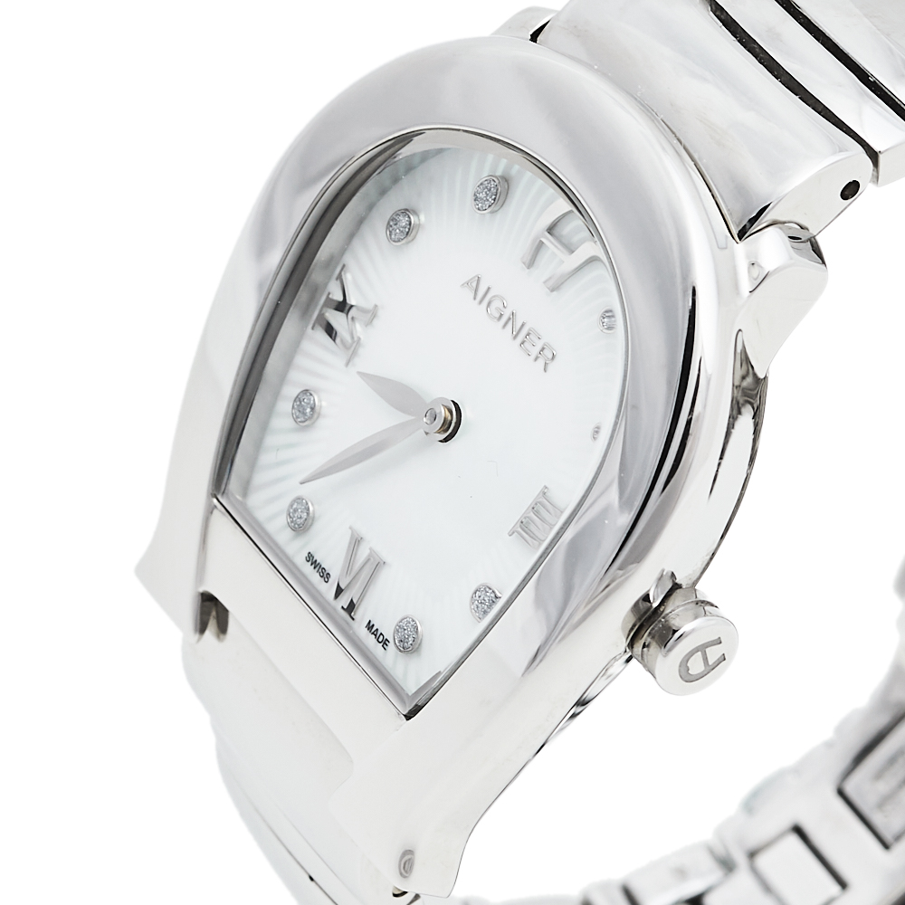 

Aigner Mother Of Pearl Stainless Steel Messina A40200 Women's Wristwatch, White