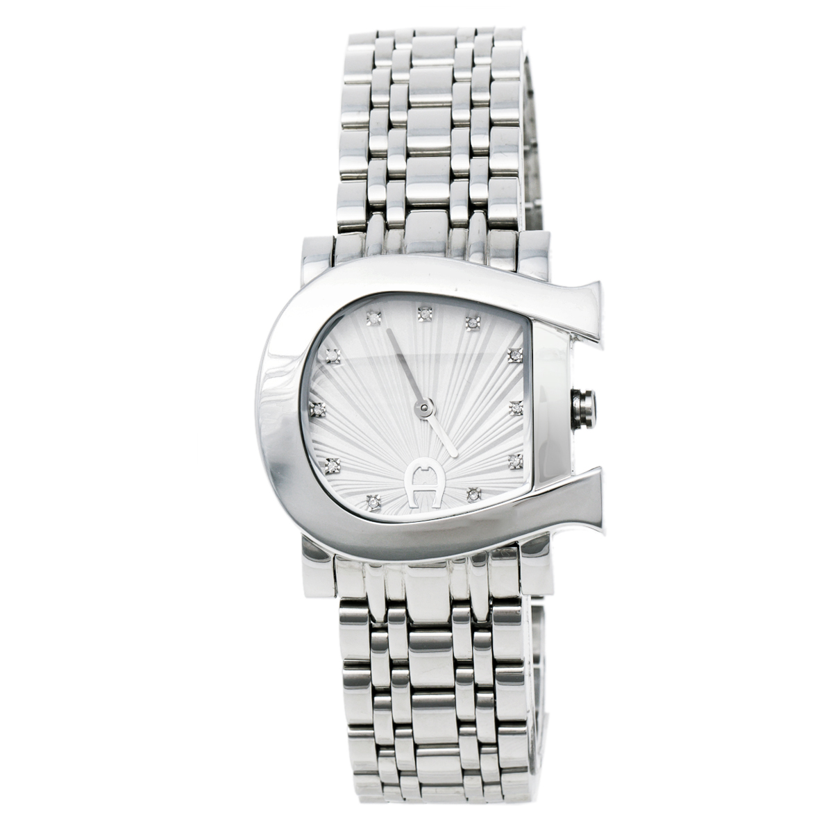 مملوكة مسبقًا Aigner Silver Burst Stainless Steel Genua Due A31600 Women's Wristwatch 31 mm