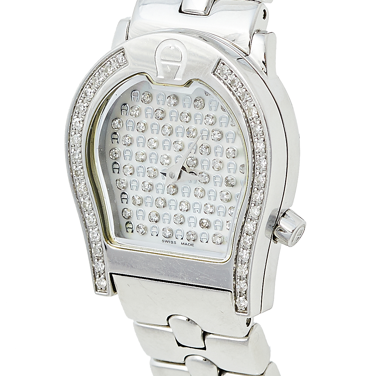 

Aigner Mother of Pearl Stainless Steel Diamond Verona A01200 Women's Wristwatch, Silver