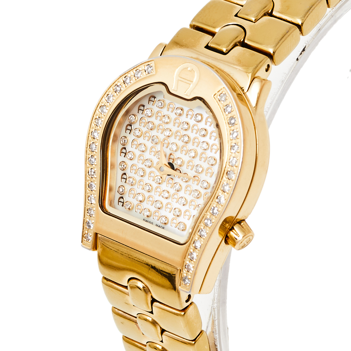 

Aigner Mother of Pearl Gold Tone Stainless Steel Diamond Ravenna A02200 Women's Wristwatch