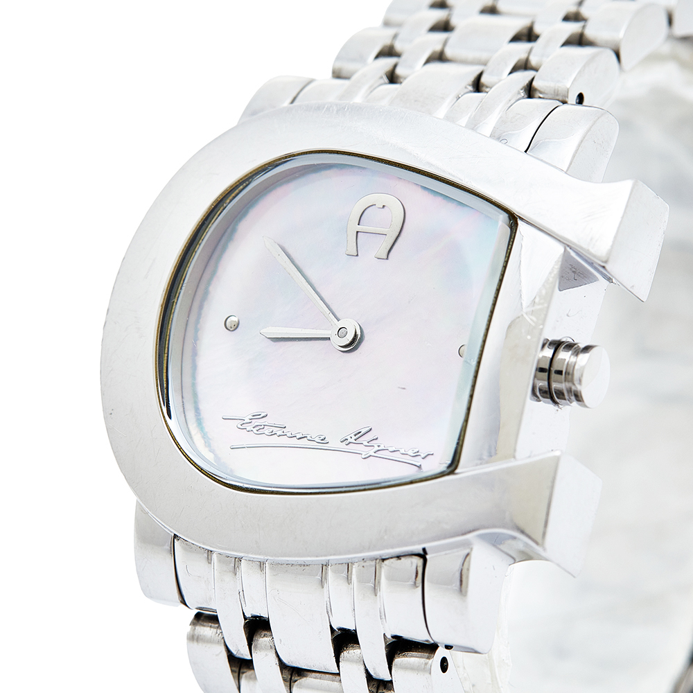 

Aigner Mother of Pearl Stainless Steel Genua Due A31600 Women's Wristwatch, Silver