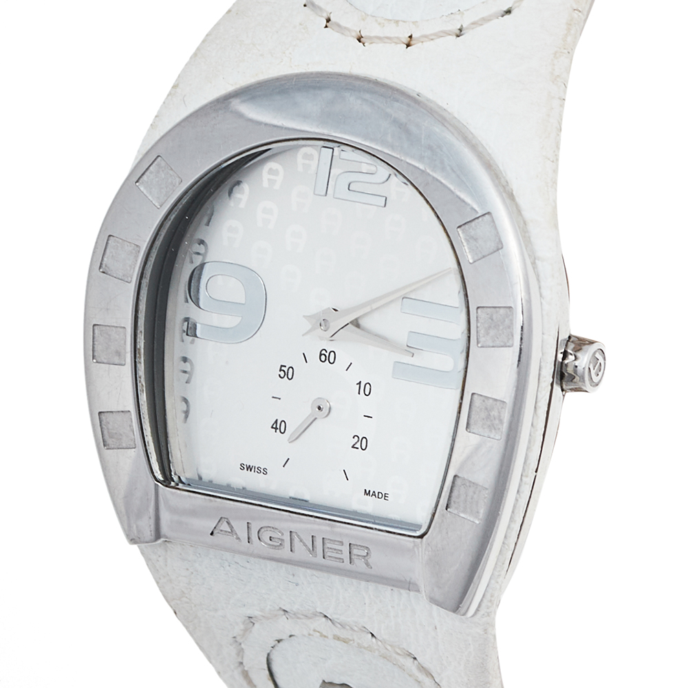 

Aigner White Stainless Steel Leather Capri A19200 Women's Wristwatch