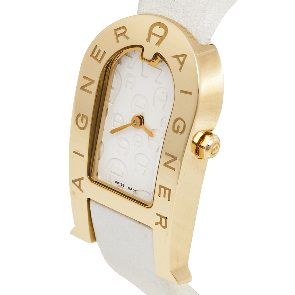 

Aigner White Gold Plated Stainless Steel Leather Olbia A29000 Women's Wristwatch