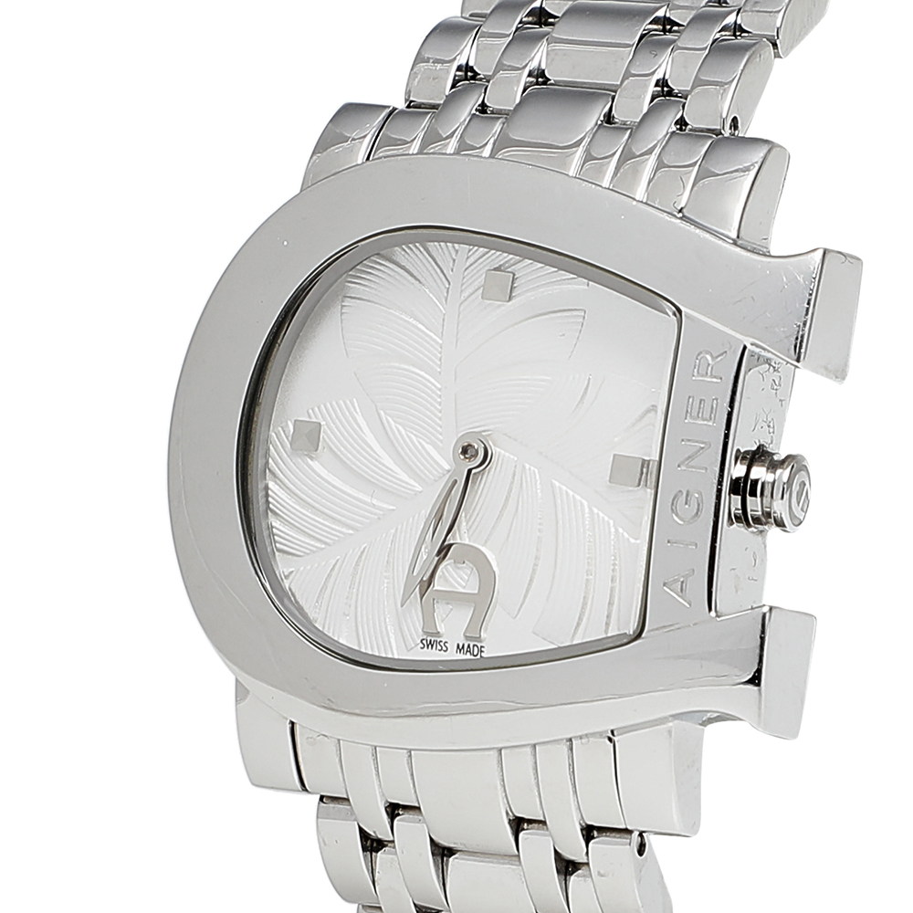 

Aigner White Leaves Stainless Steel Genua Due A31600 Women's Wristwatch, Silver