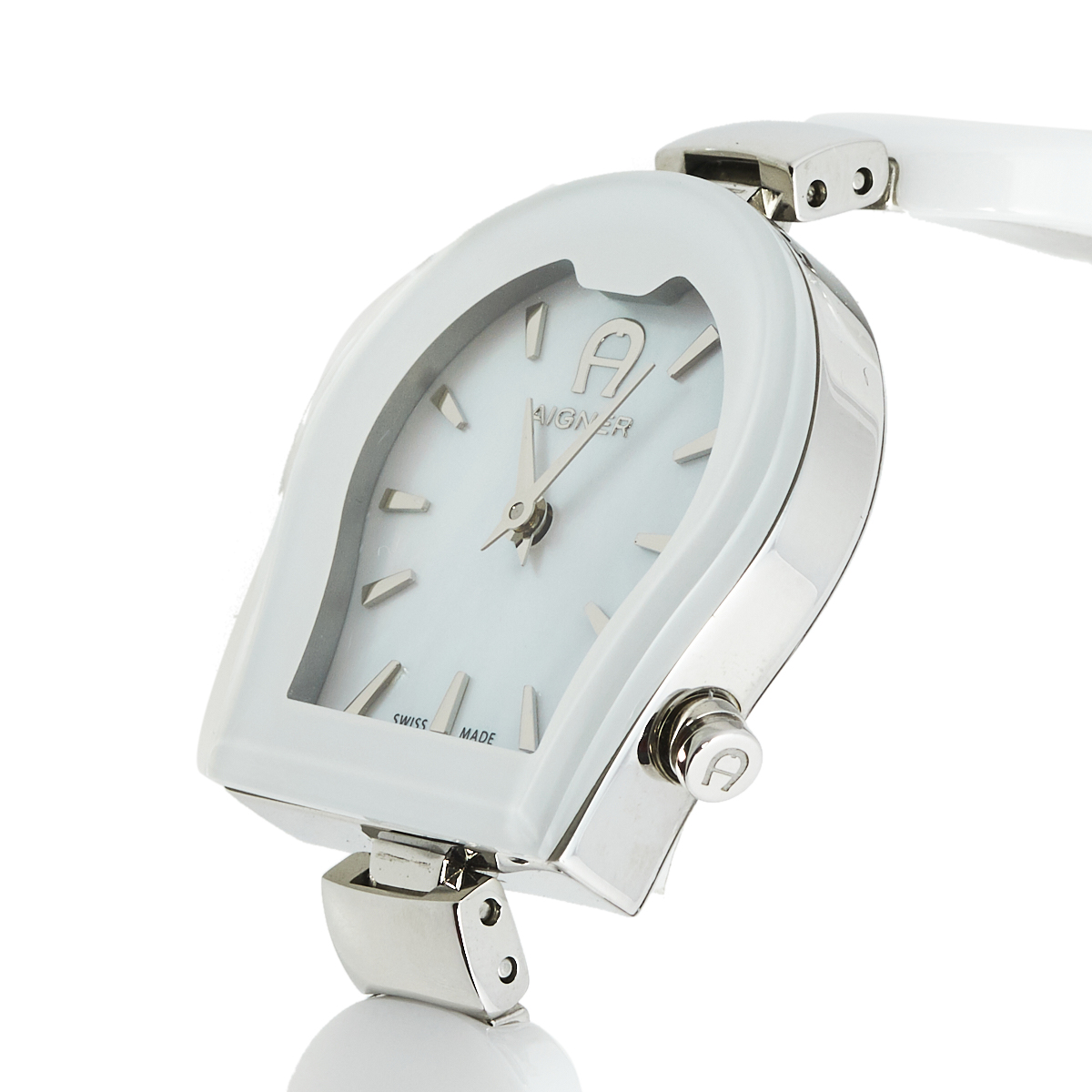 

Aigner Mother of Pearl Stainless Steel Ceramic Savona Ceramic A33200 Women's Wristwatch, White