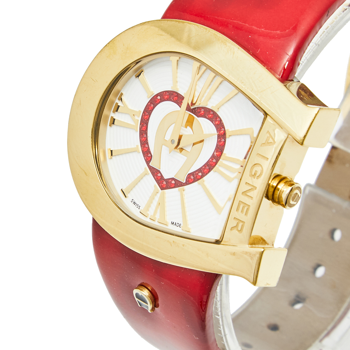 

Aigner White Yellow Gold Plated Stainless Steel Leather Genua A31000 Women's Wristwatch