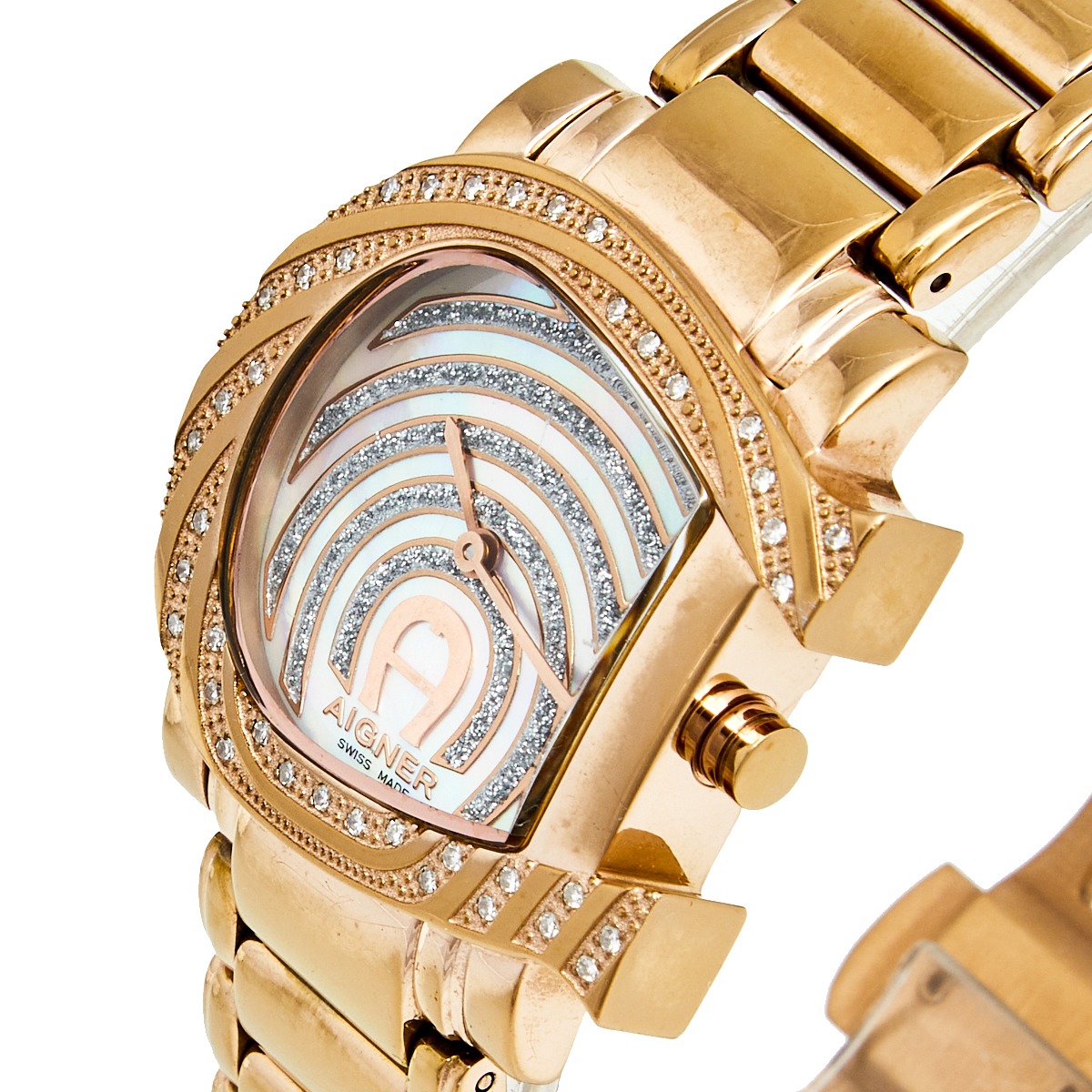 

Aigner Mother of Pearl Rose Gold Plated Stainless Steel Genua Due A31600 Women's Wristwatch, Multicolor