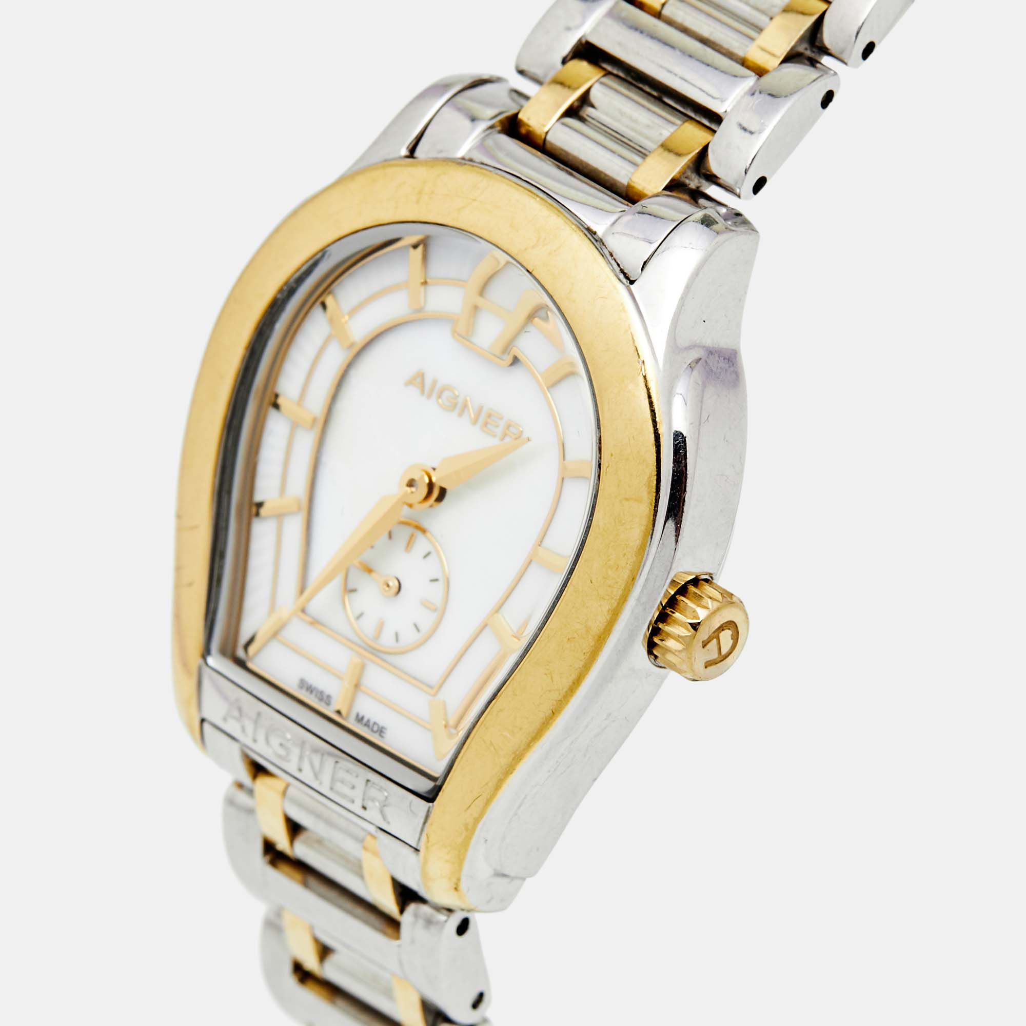 

Aigner Mother of Pearl Two Tone Stainless Steel Vicenza A111200 Women's Wristwatch, White