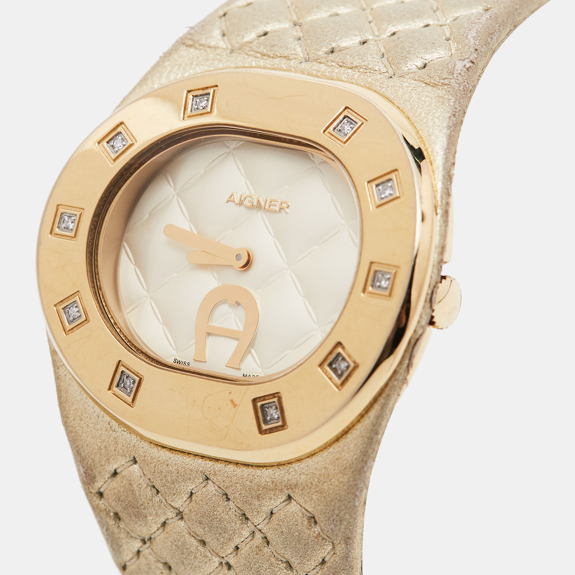 

Aigner Cream Gold Plated Stainless Steel Diamond Ravello Due A21000 Women's Wristwatch