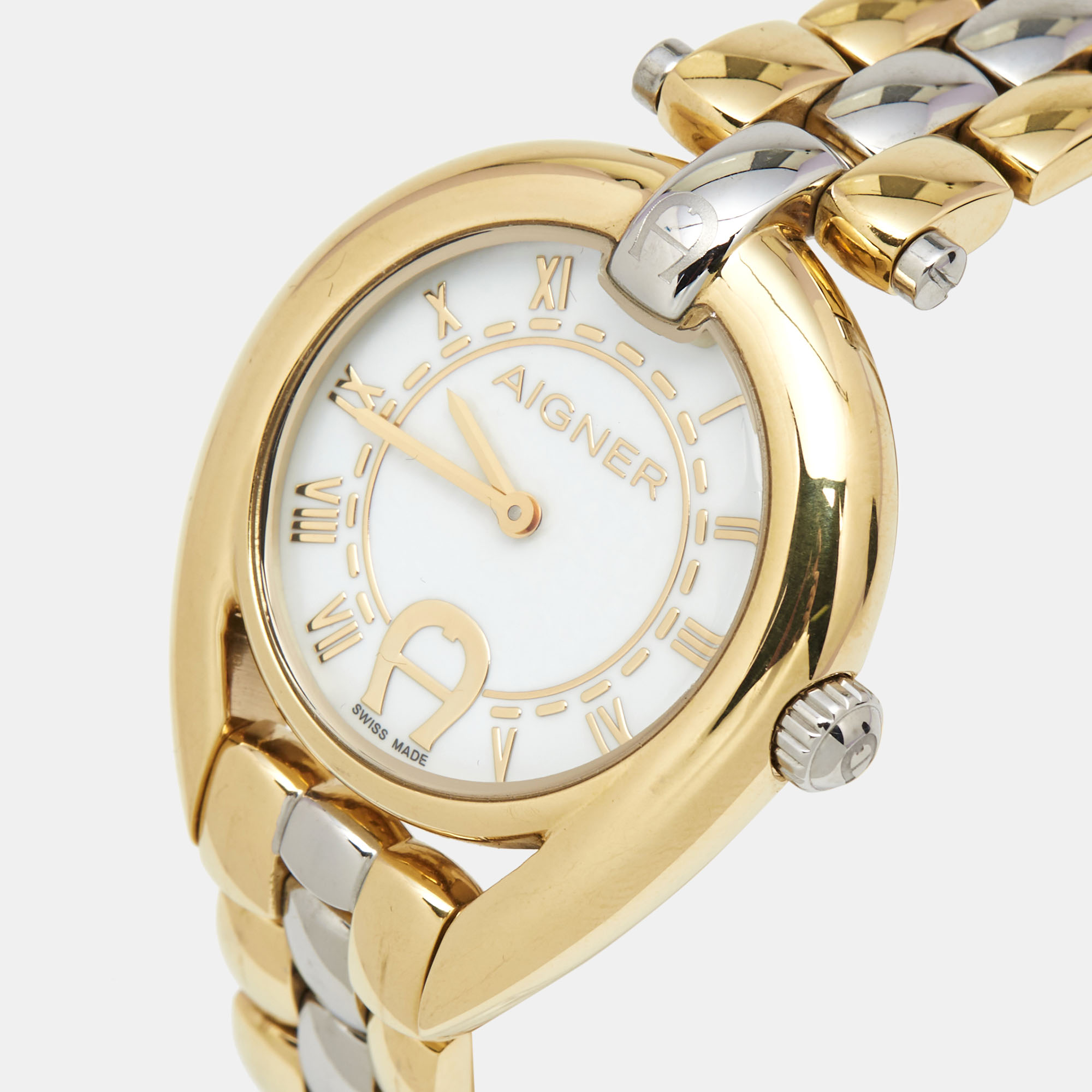 

Aigner Mother of Pearl Two Tone Stainless Steel Imperia A49300 Women's Wristwatch, White