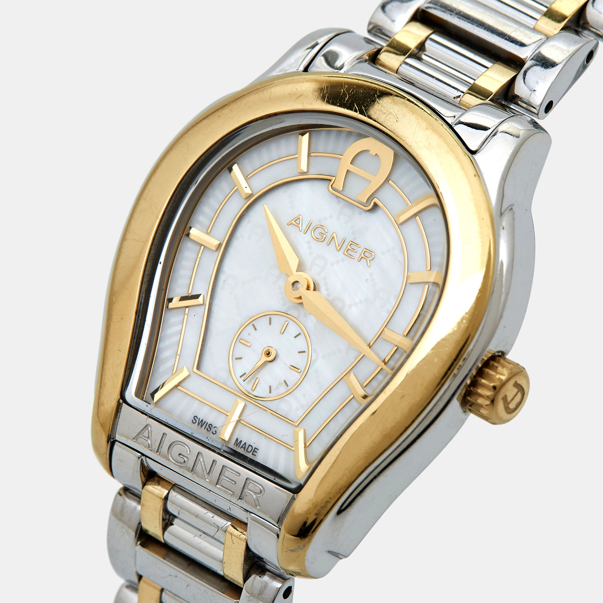 

Aigner Mother Of Pearl Two-Tone Stainless Steel Vicenza A111200 Women's Wristwatch, Silver