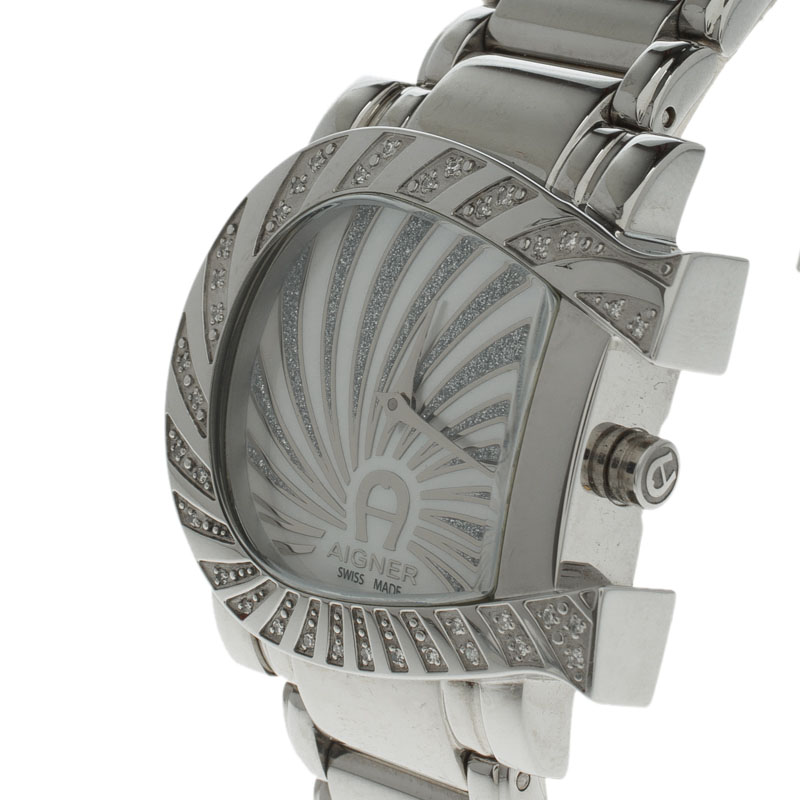 

Aigner Mother of Pearl Stainless Steel Genua Due Women's Wristwatch, Silver