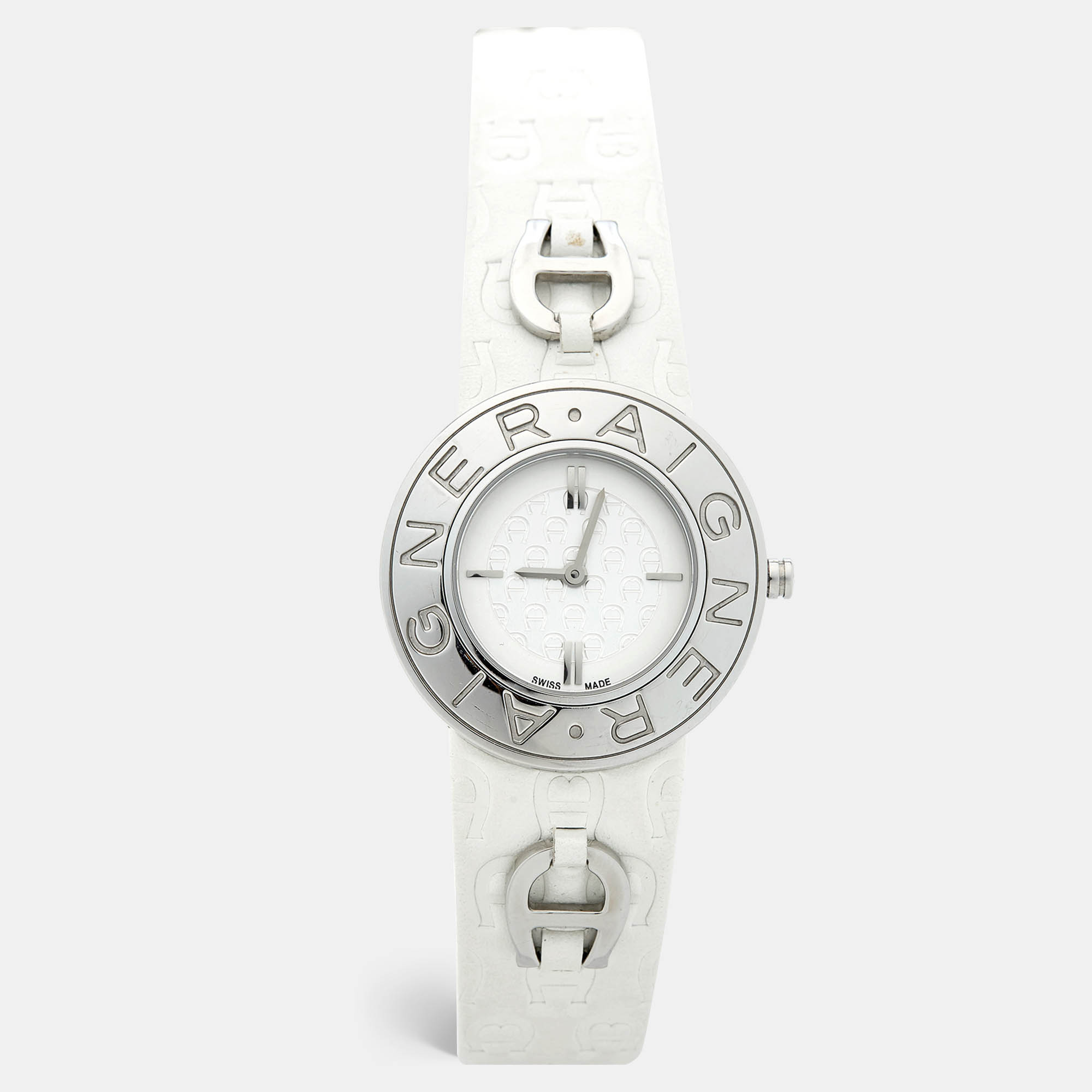 

Aigner White Stainless Steel Leather Aversa A51200 Women's Wristwatch, Black