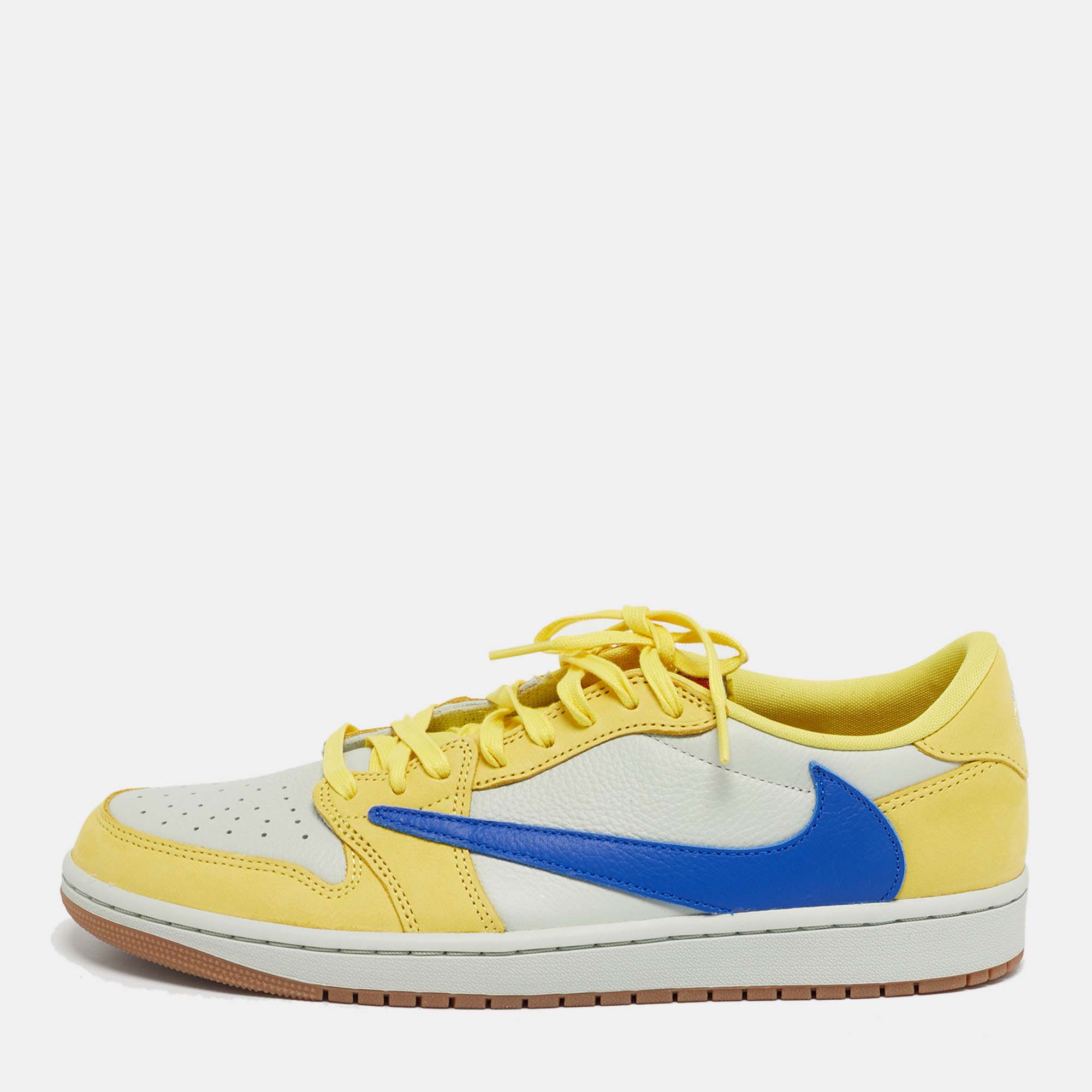 

Air Jordans Multicolor Leather Jordan 1 Retro Low OG SP Travis Scott Canary Sneakers Size 44.5