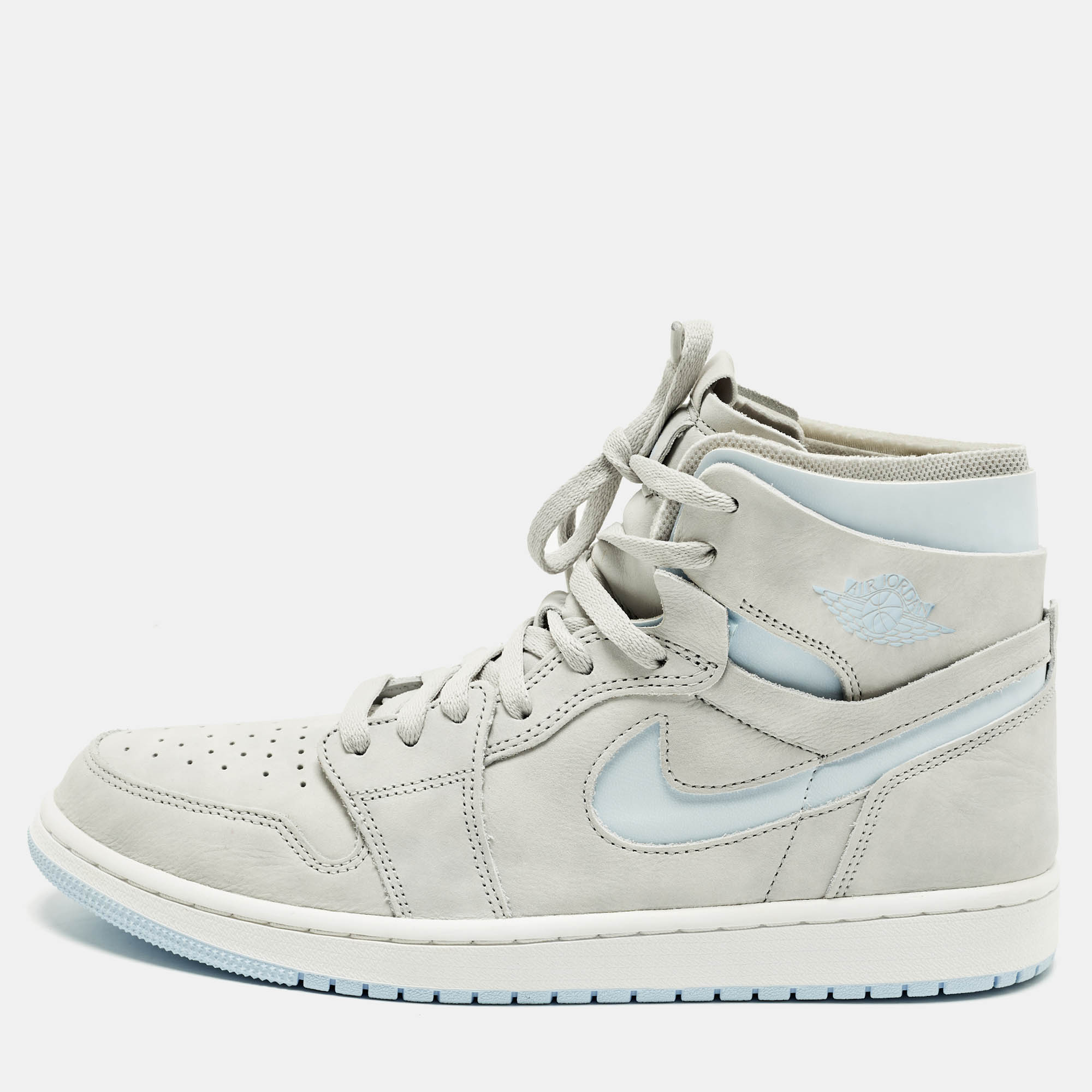 

Air Jordans Jordan 1 Zoom Air CMFT Grey Fog Size 44.5 Grey/Blue Nubuck Leather High Top Sneakers