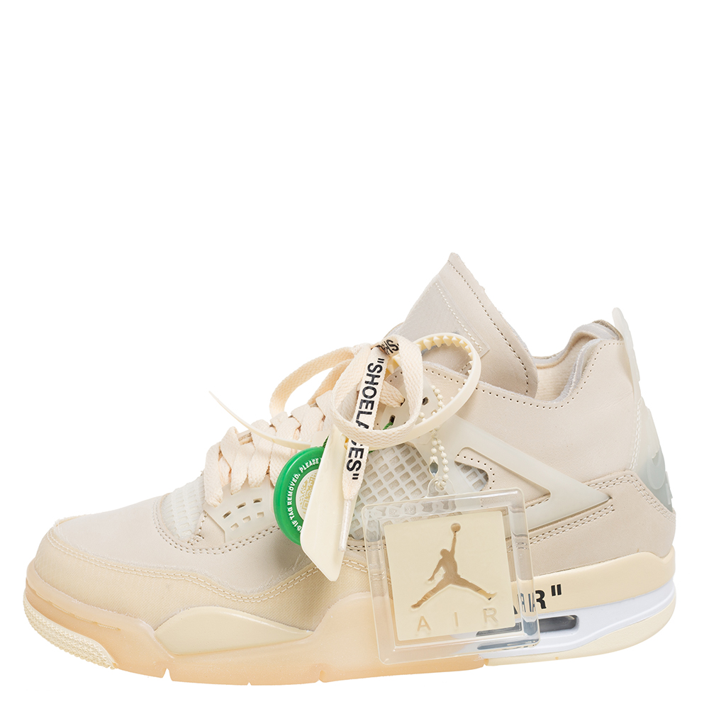 

Air Jordan x Off White Beige Nubuck And Rubber 4 Retro Sail Sneakers Size