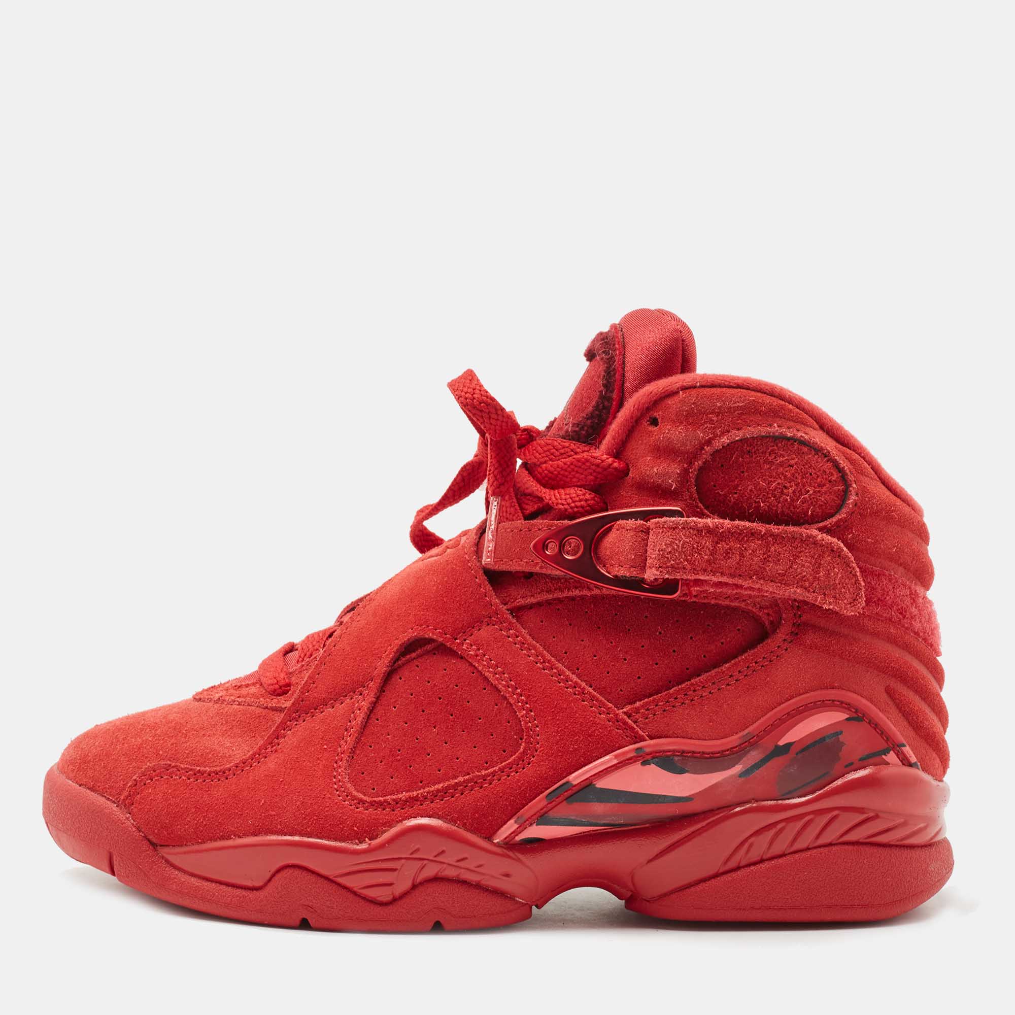 Pre-owned Air Jordans Red Suede Air Jordan 8 Valentine's Day Sneakers Size 36