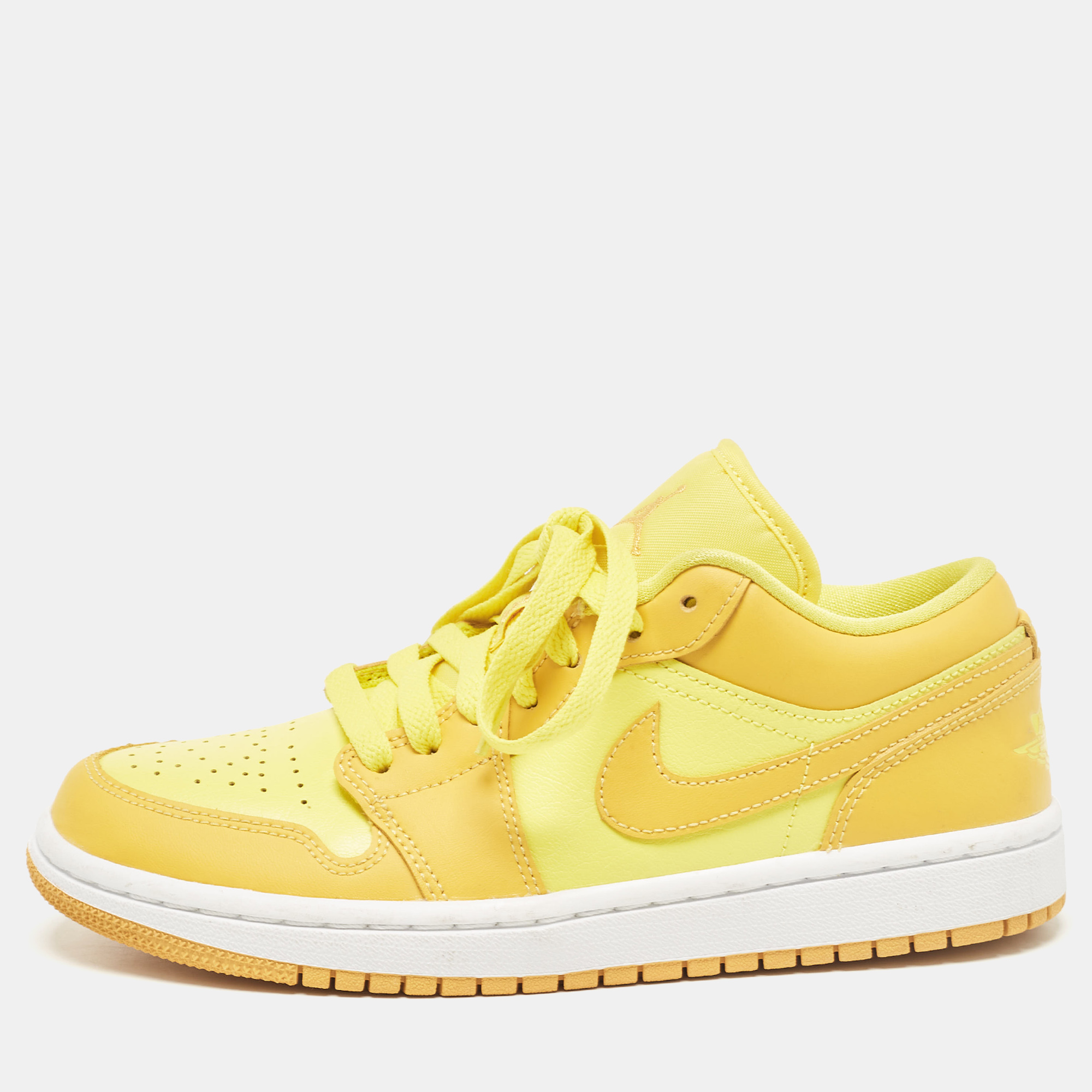 

Air Jordans Yellow Leather Jordan 1 Low Yellow Strike Sneakers Size 38