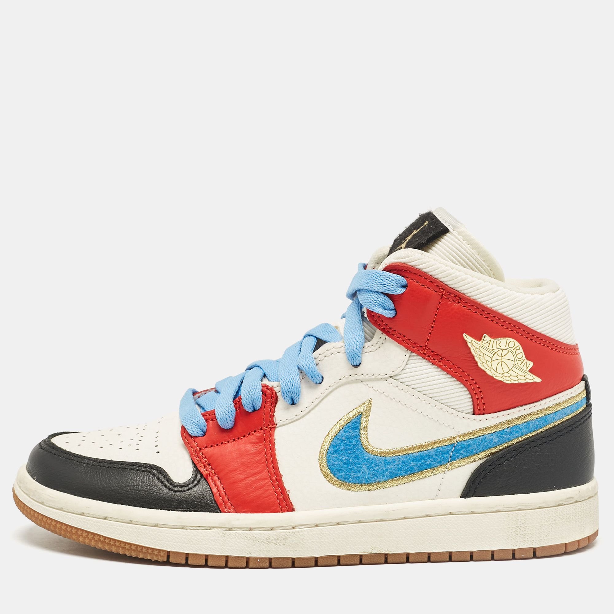 

Air Jordans Multicolor Fabric and Leather Air Jordan 1 High Top Sneakers Size