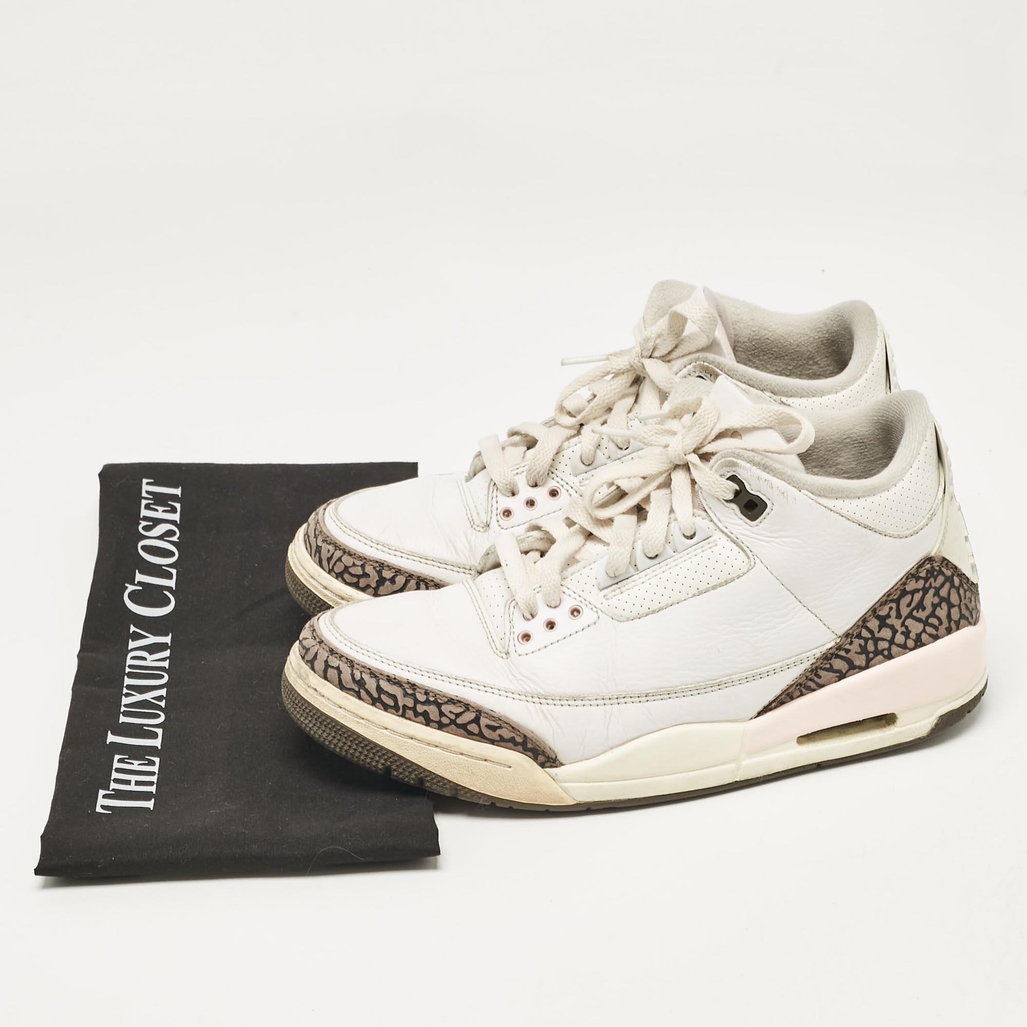 Air Jordan White Leather Jordan 3 Retro Neapolitan Dark Mocha Sneakers Size 41 