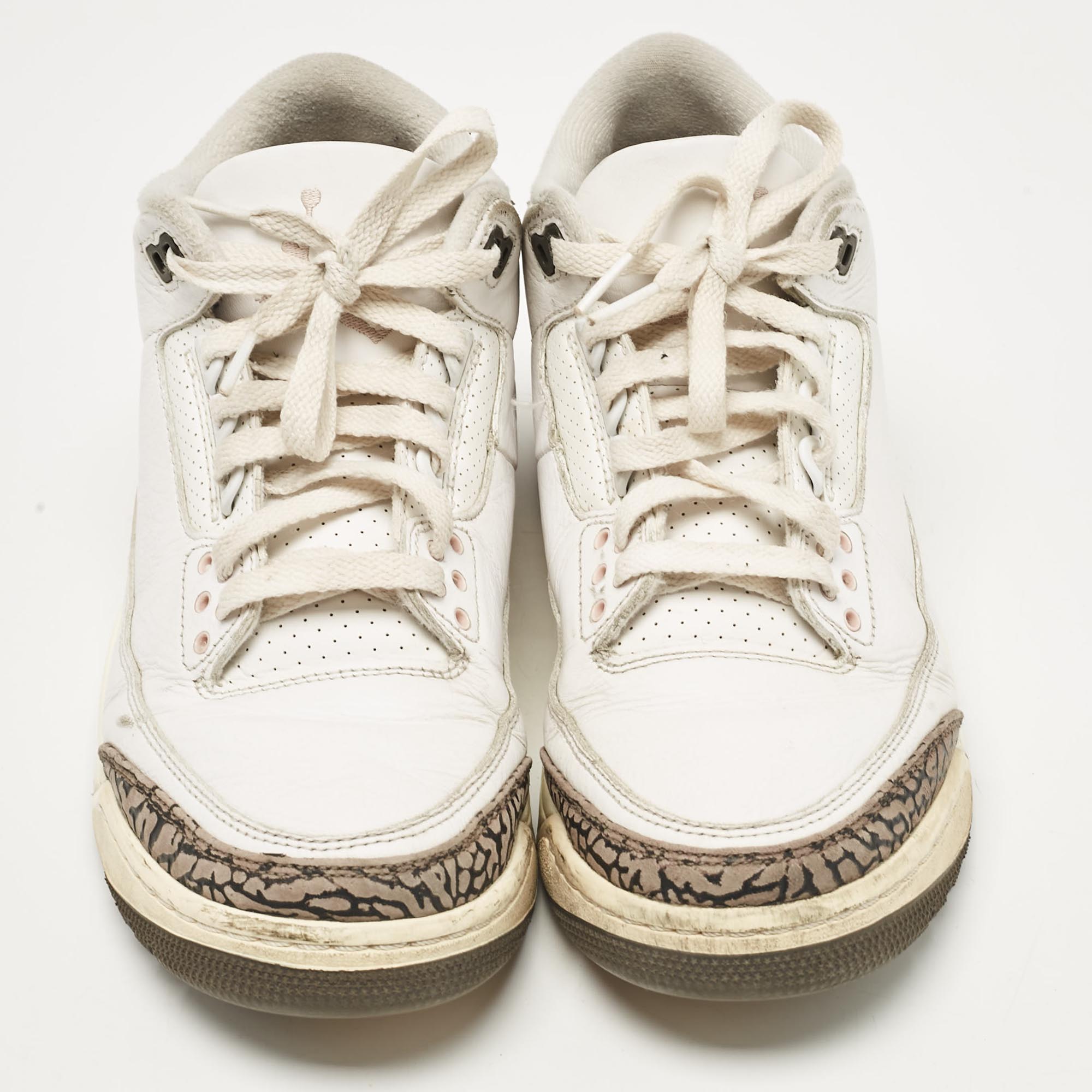 Air Jordan White Leather Jordan 3 Retro Neapolitan Dark Mocha Sneakers Size 41 