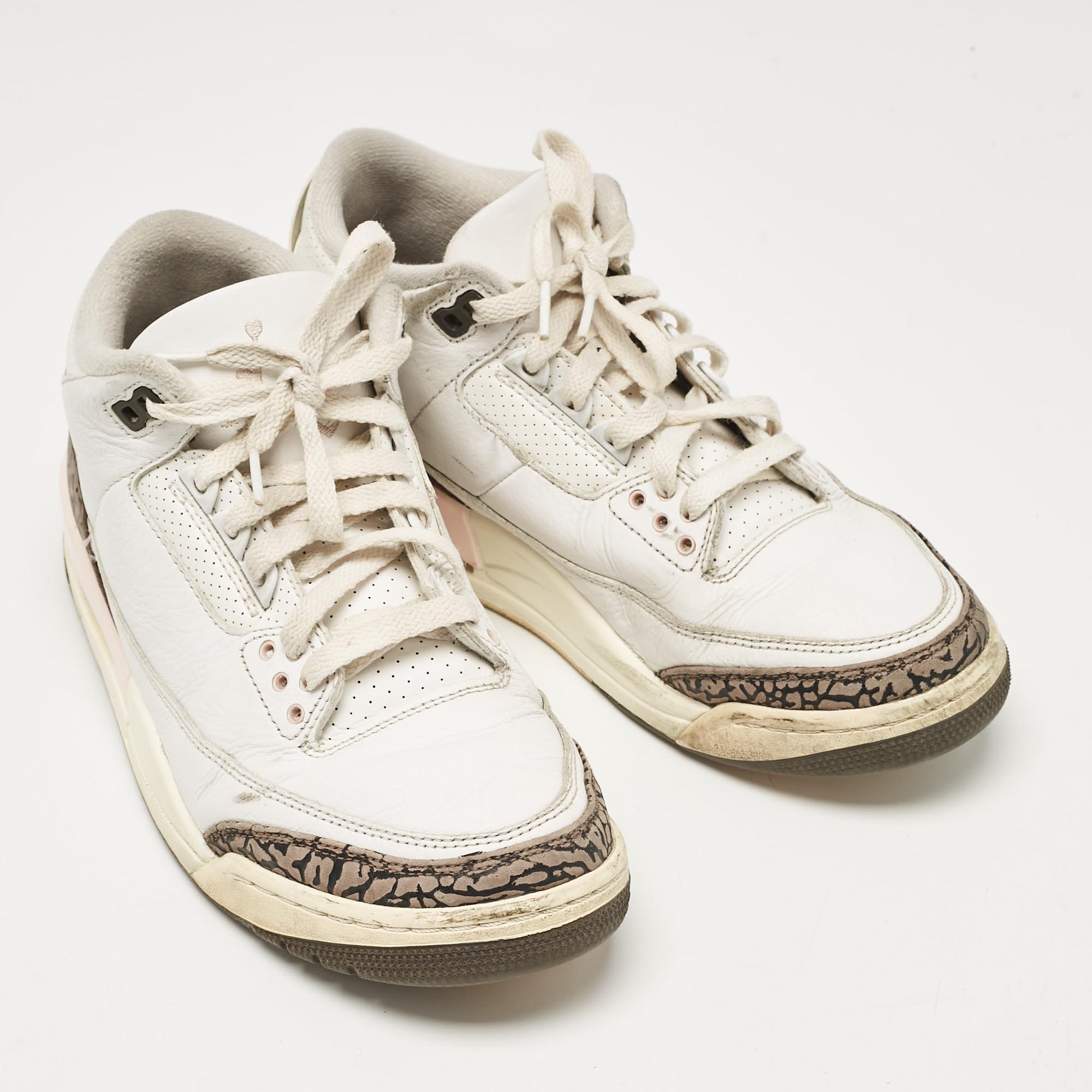 Air Jordan White Leather Jordan 3 Retro Neapolitan Dark Mocha Sneakers Size 41 