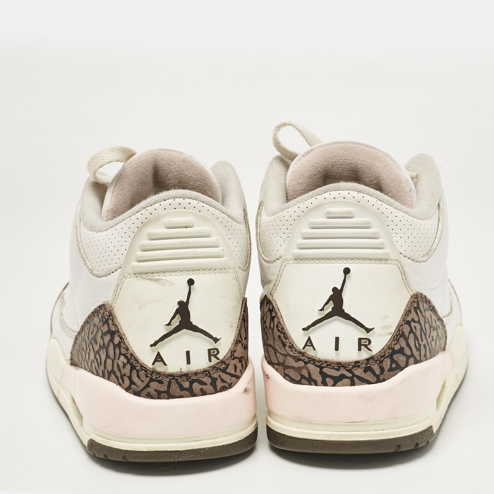 Air Jordan White Leather Jordan 3 Retro Neapolitan Dark Mocha Sneakers Size 41 