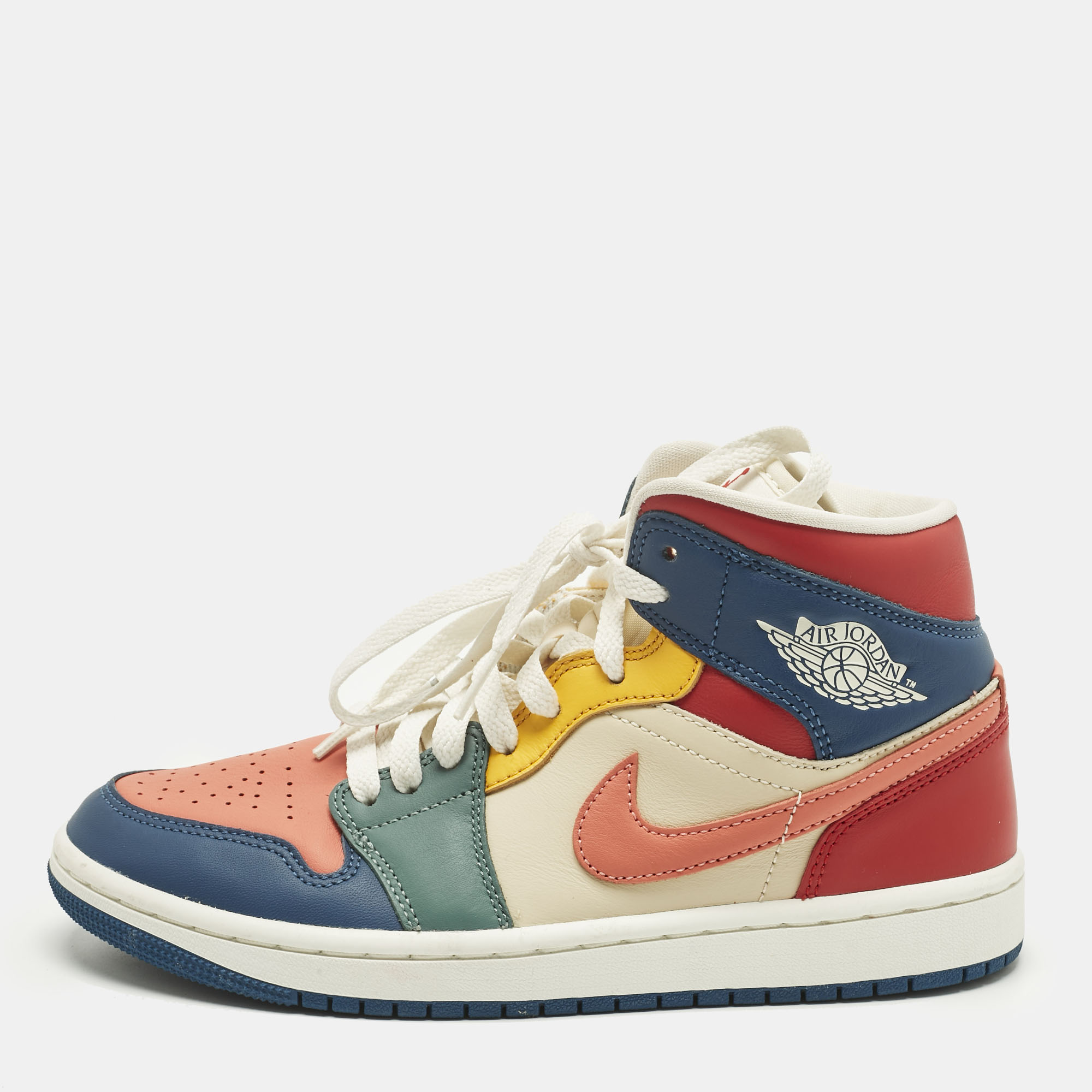 

Air Jordans Multicolor Leather Air Jordan 1 High Top Sneakers Size