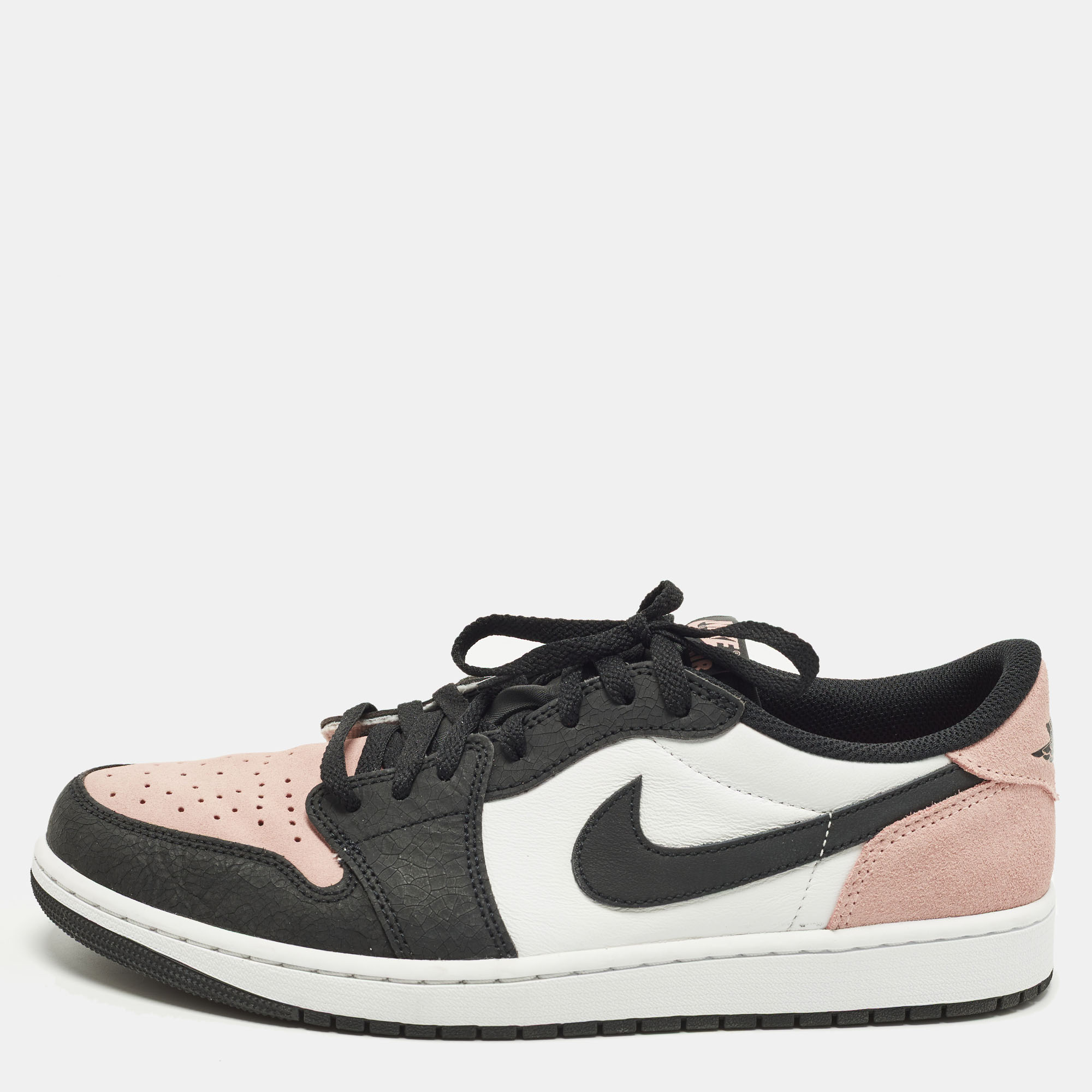 

Air Jordans Jordan 1 Size  Tricolor Leather and Suede Low Top Sneakers, Pink