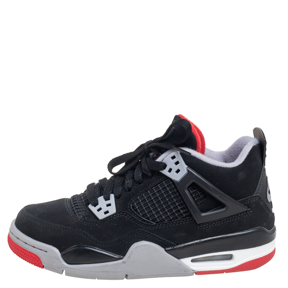 

Air Jordan Black Nubuck Leather 4 Retro Sneaker Size