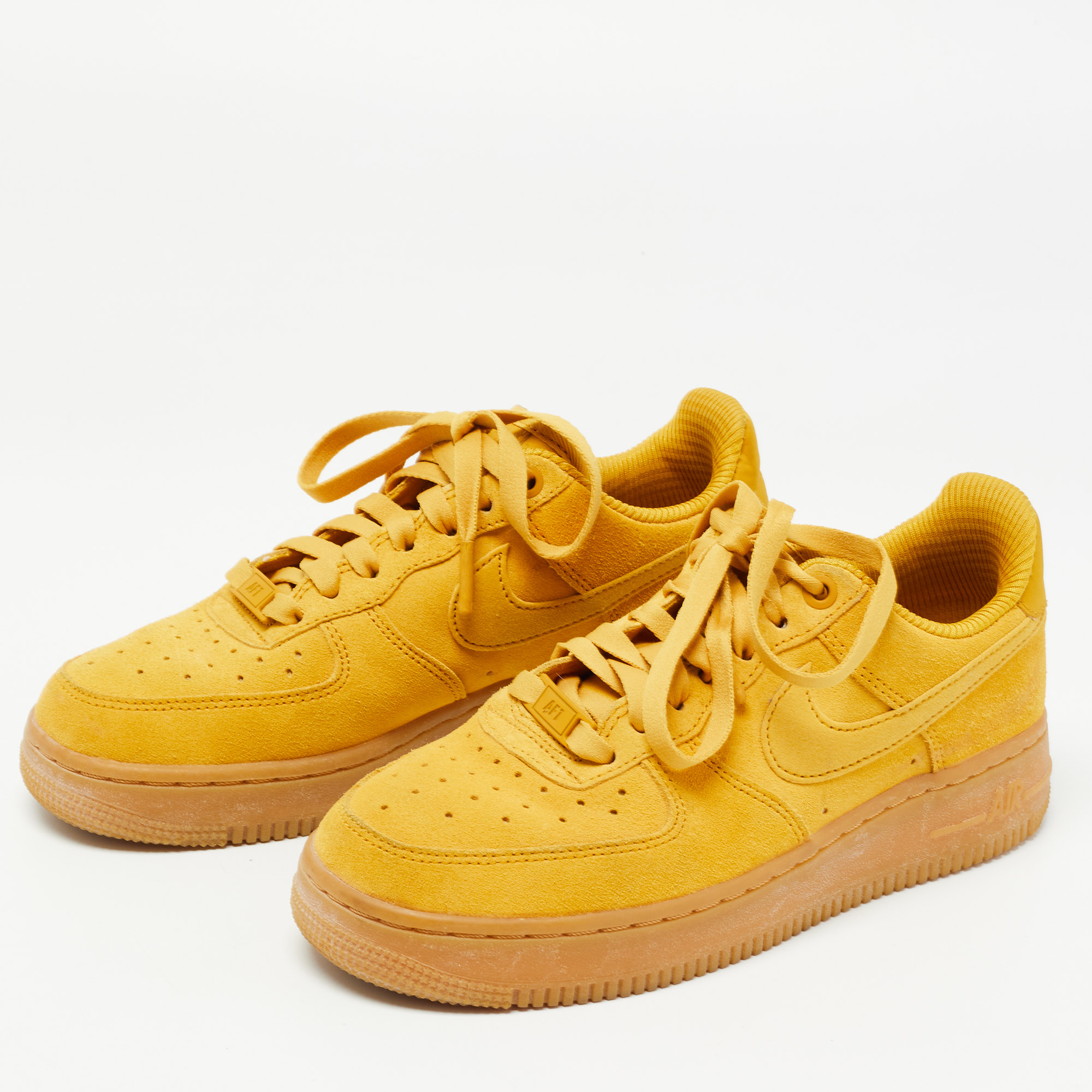 

Nike Air Yellow Suede and Leather Force 1 Low Mineral Gum Sneakers Size