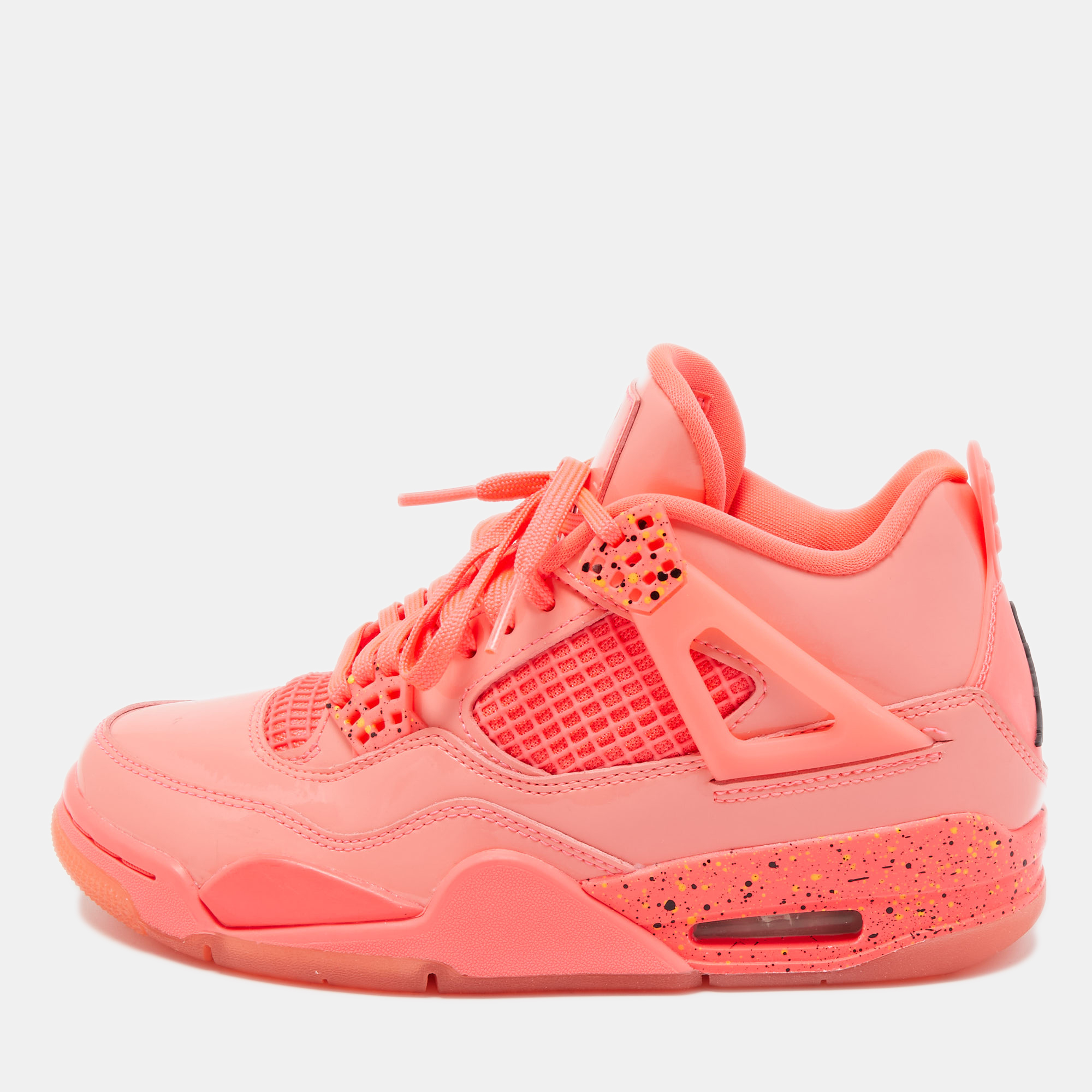 Pre-owned Air Jordans Neon Pink Patent Leather Jordan 4 Hot Punch Sneakers Size 36.5