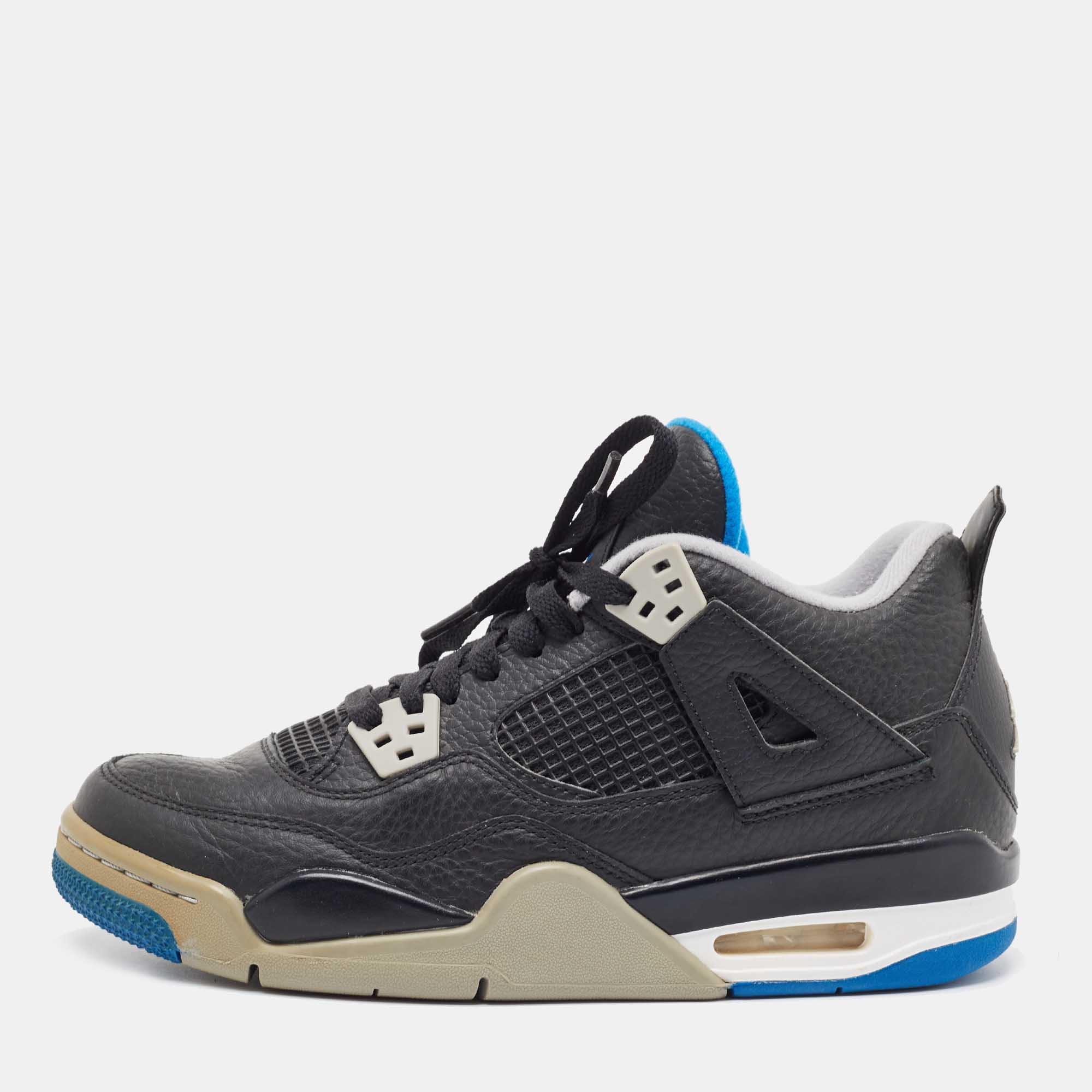 

Air Jordans Black Leather Jordan 4 Retro BG Sneakers Size