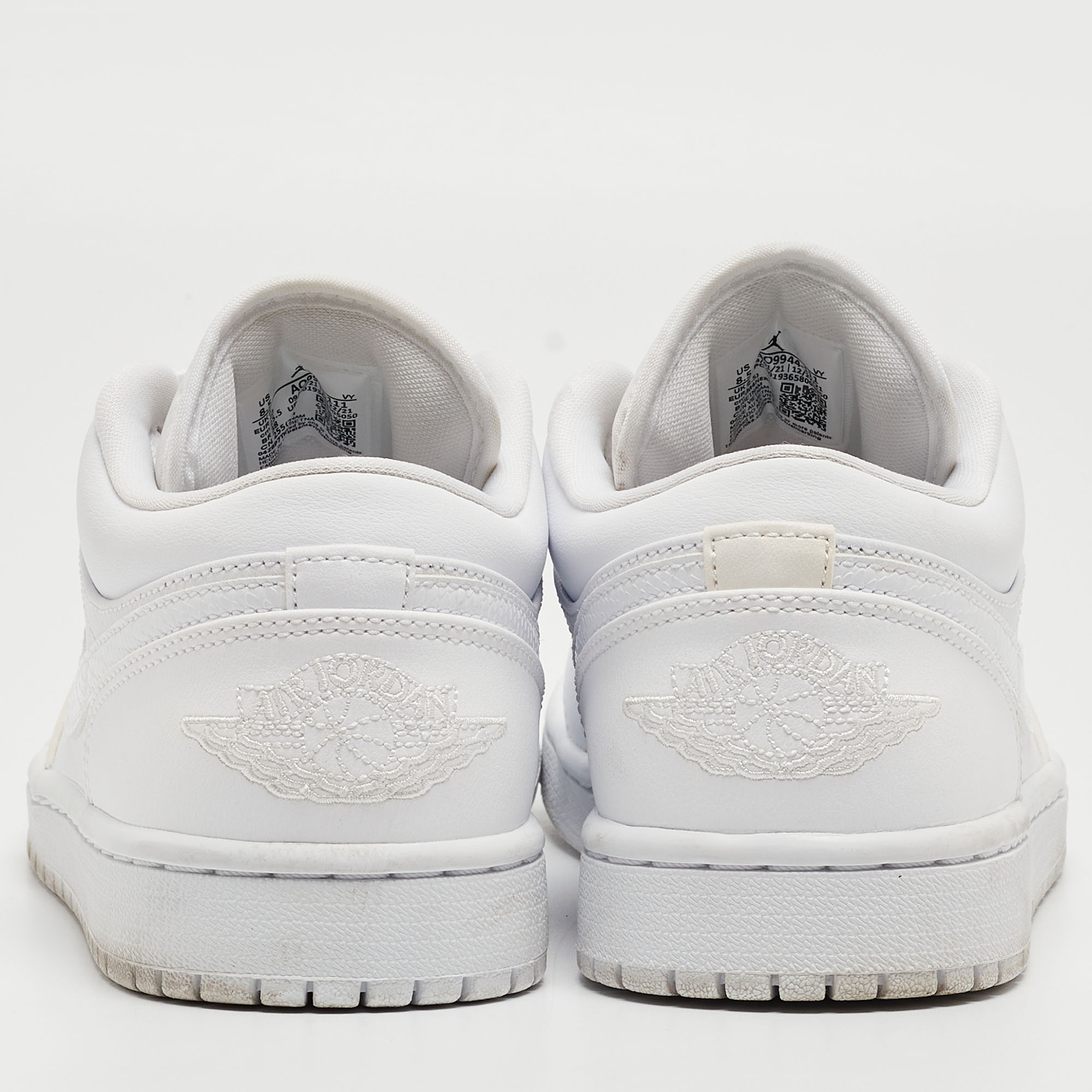 Pre Owned Air Jordans White Leather Jordan 1 Low Sneakers Size 40