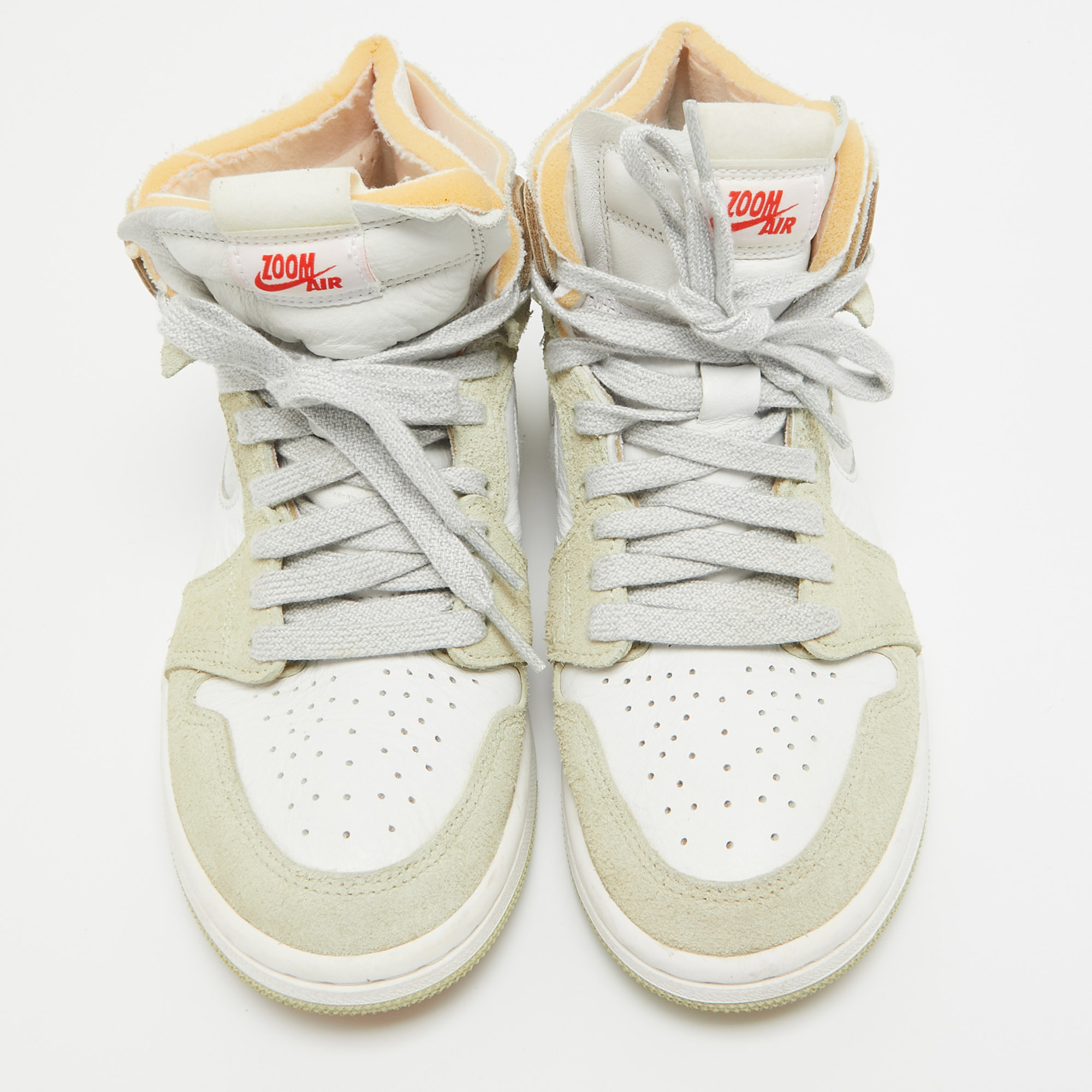 Air Jordans Multicolor Leather Jordan 1 High Zoom Air CMFT Olive Aura Sneakers Size 36 