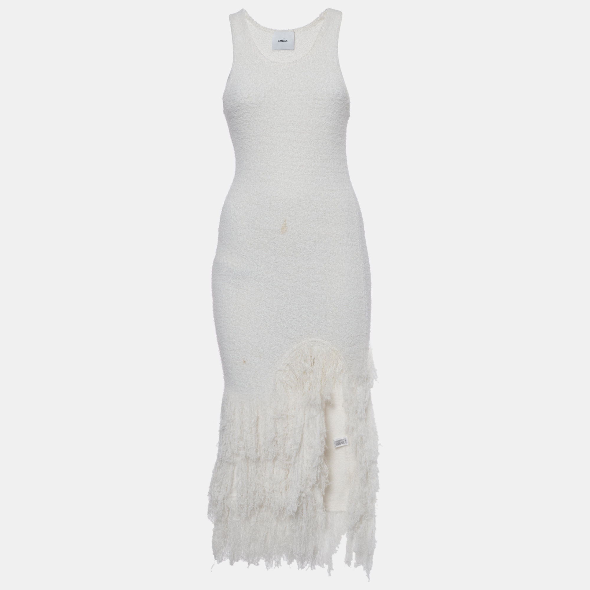 

Aknvas White Knit Sasha Fringe Maxi Dress S