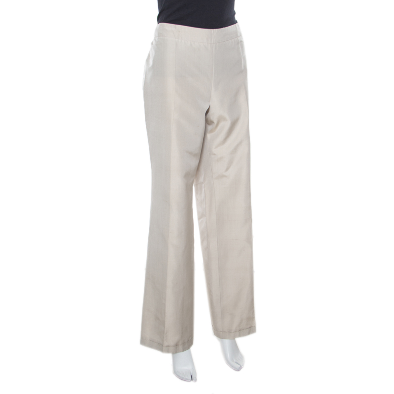 

Akris Beige Silk Wide Leg Pants