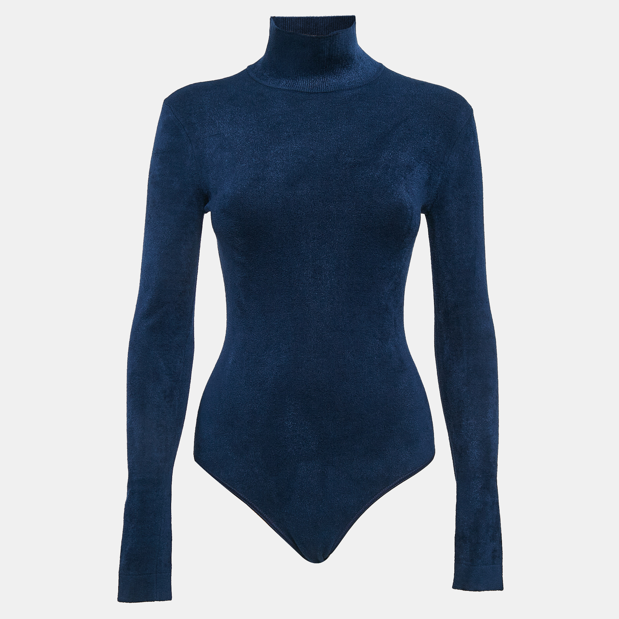 

Alaia Blue Stretch Velvet High Neck Bodysuit S