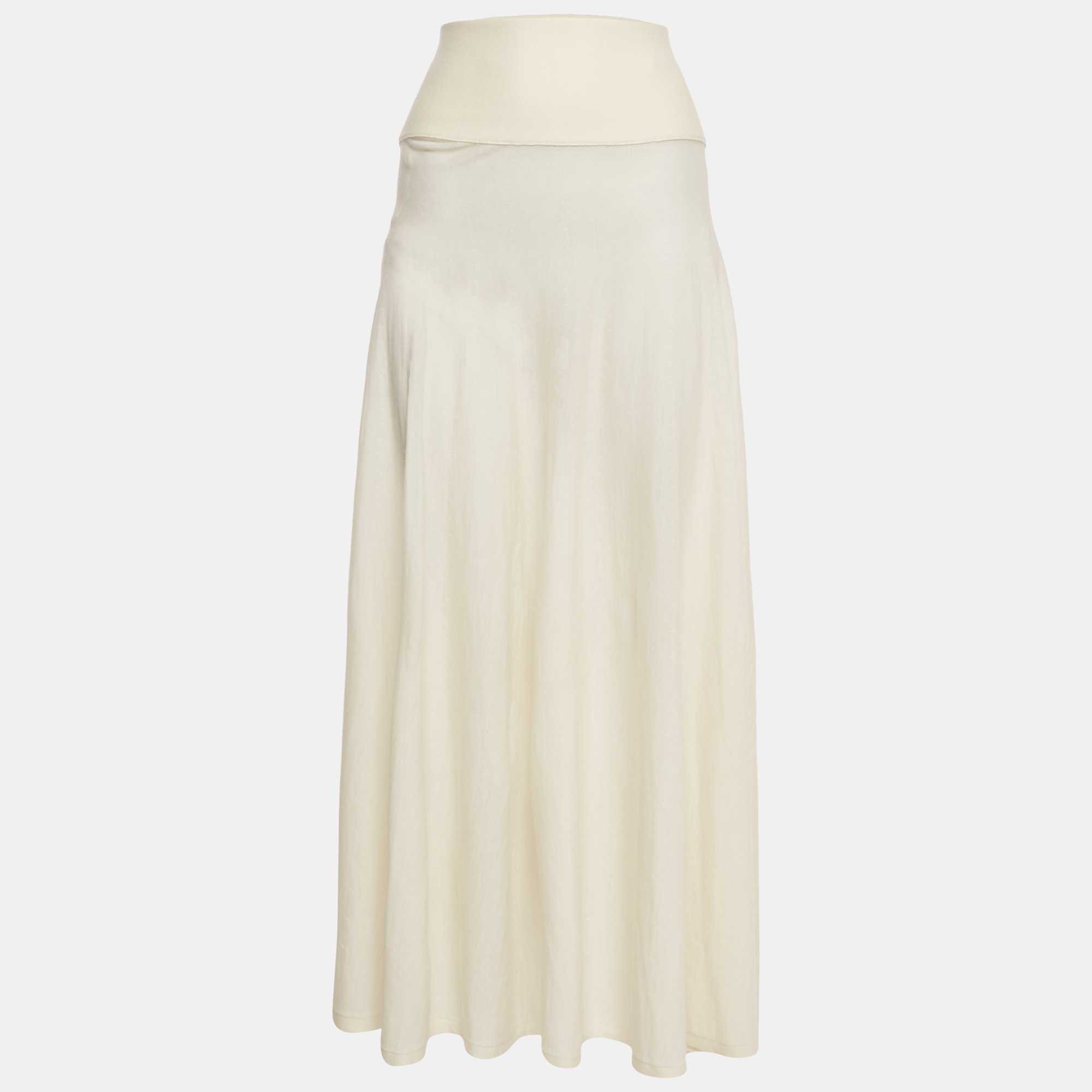 

Alaia Off-White Superfine Wool Knit Maxi Skirt M