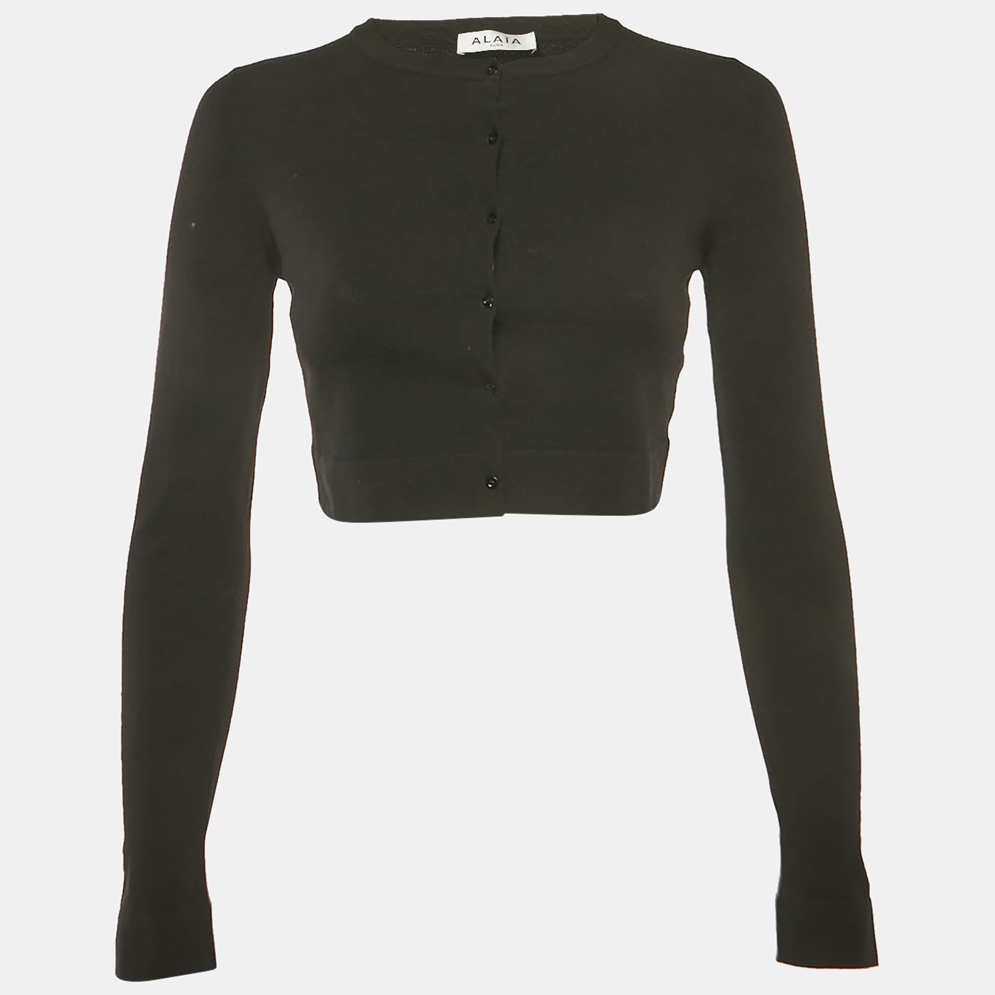

Alaia Black Wool Knit Crop Cardigan S