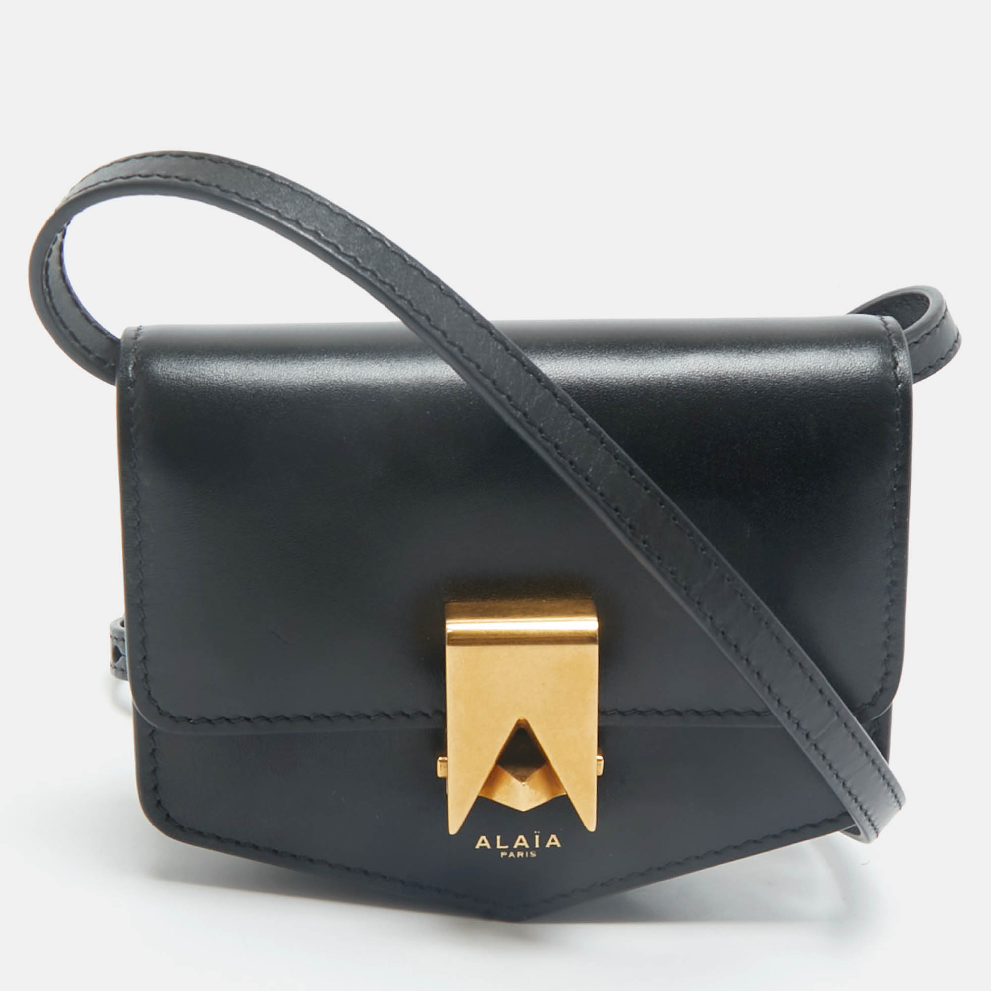 

Alaïa Black Leather Mini Le Papa Crossbody Bag