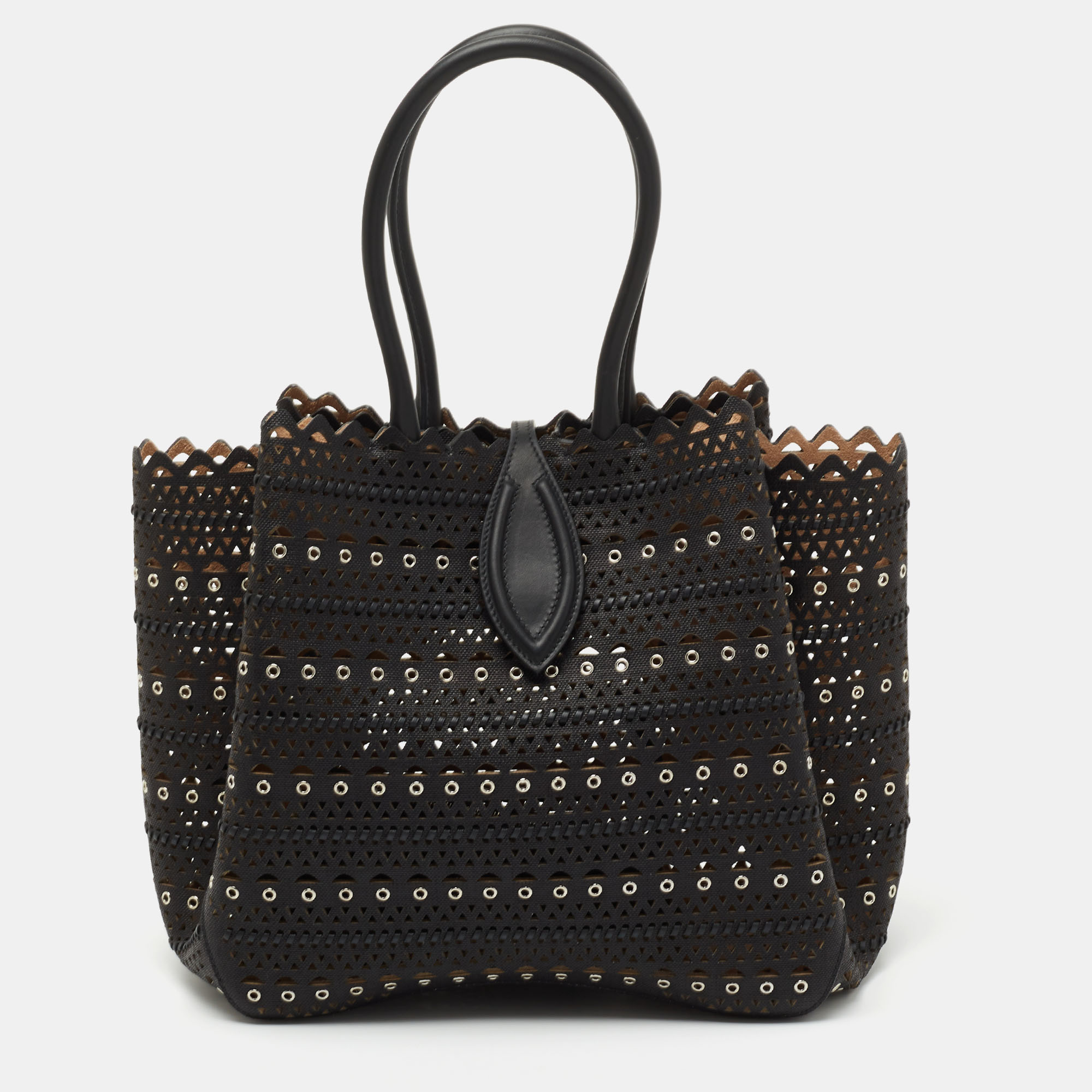 Pre Owned Alaia Black Leather Angele Tote