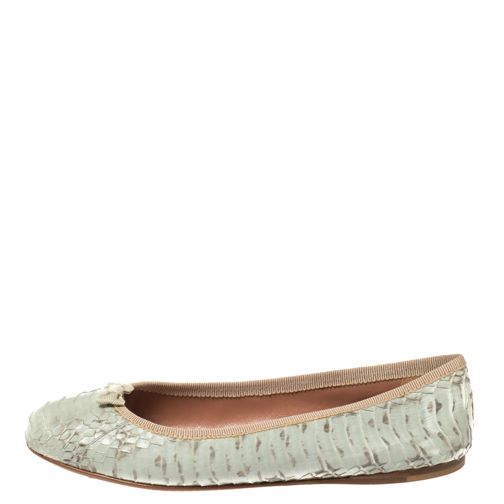 

Alaia Two Tone Python Leather Bow Ballet Flats Size, Multicolor