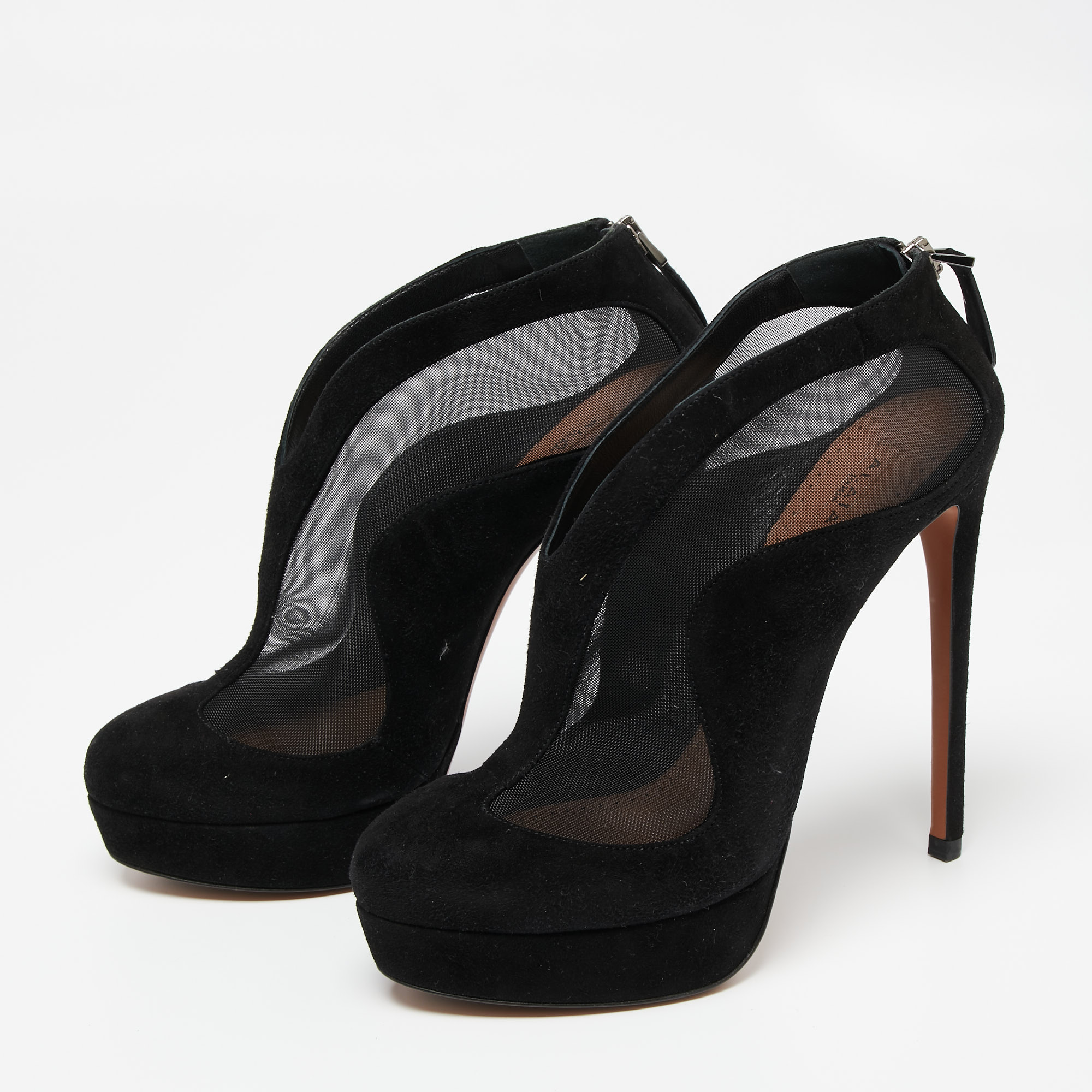 

Alaia Black Suede and Mesh Ankle Booties Size