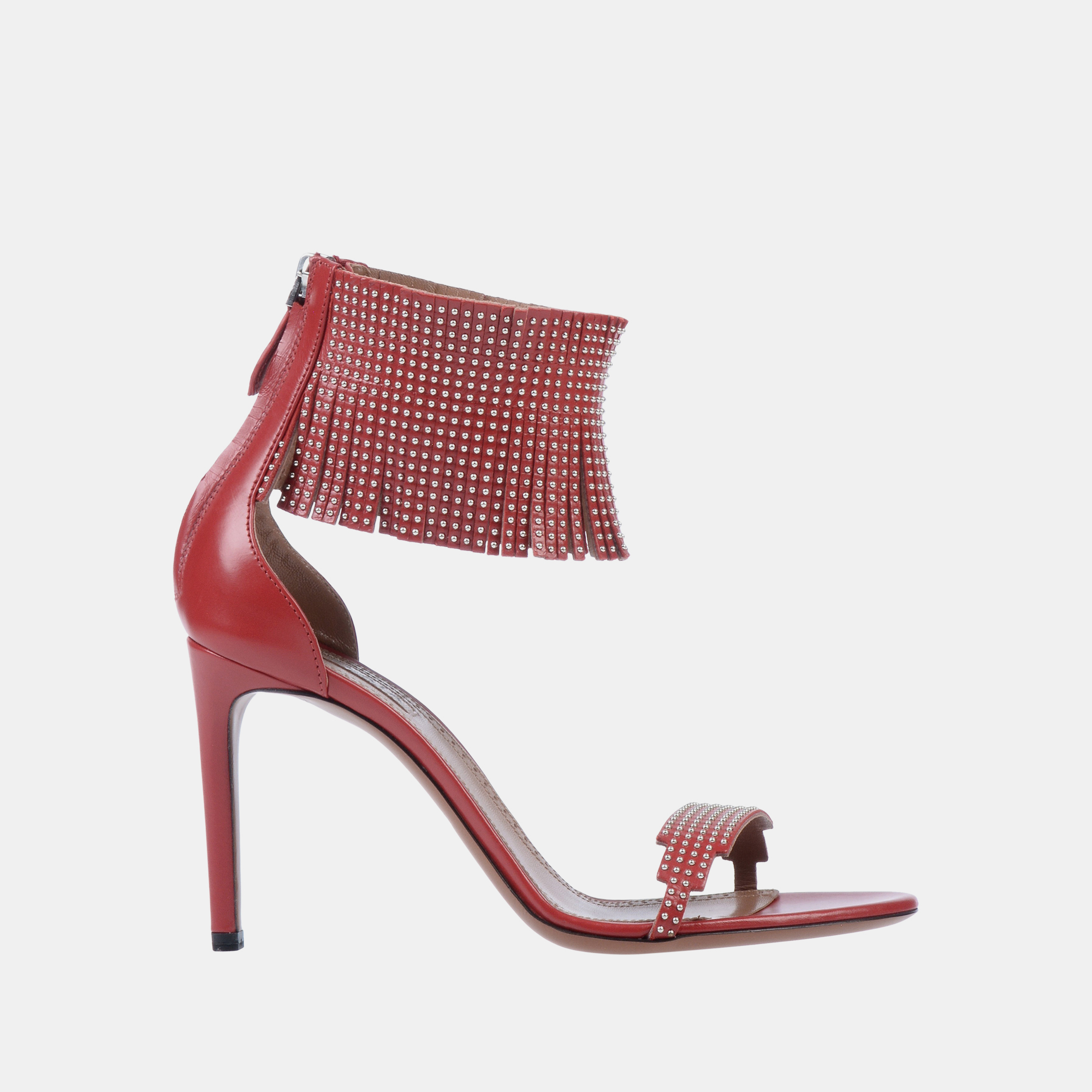 Pre-owned Alaïa Red Leather Ankle Strap Sandals Size 36
