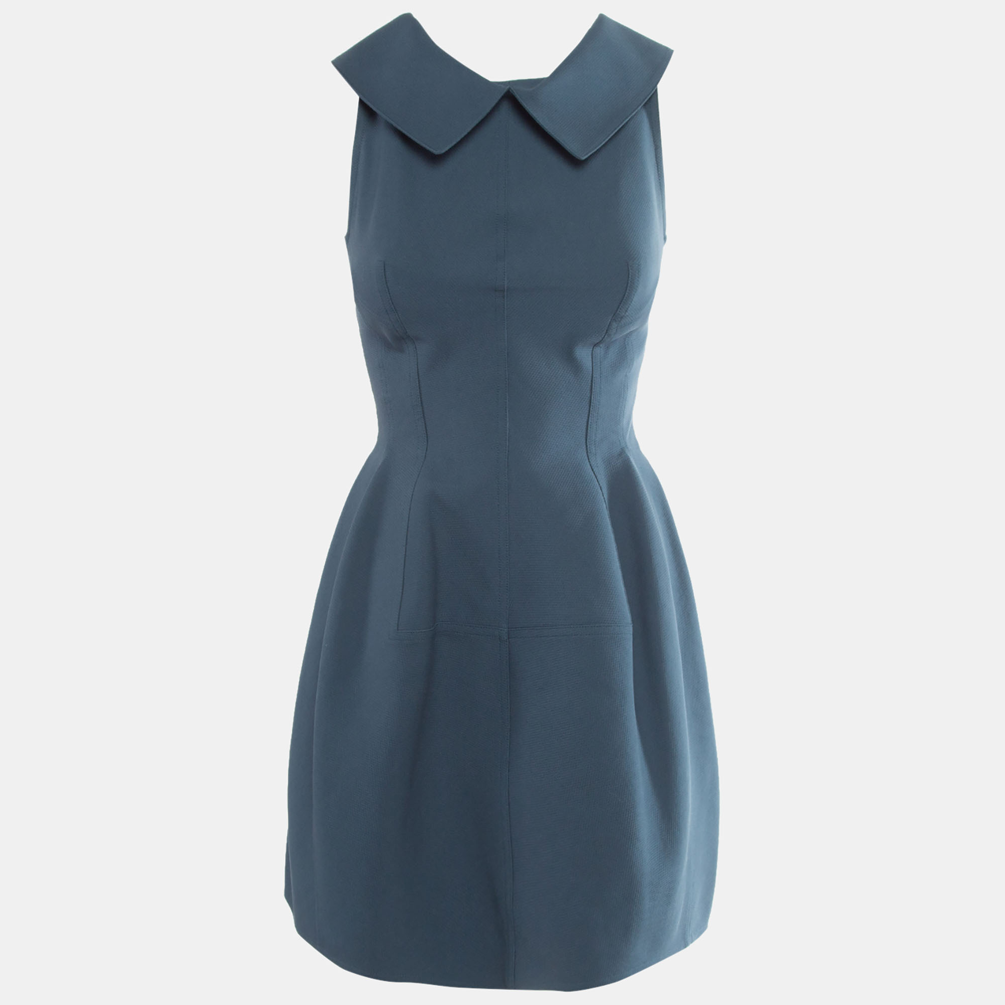 

Alaia Blue Textured Cotton Collar Detail Mini Skater Dress M