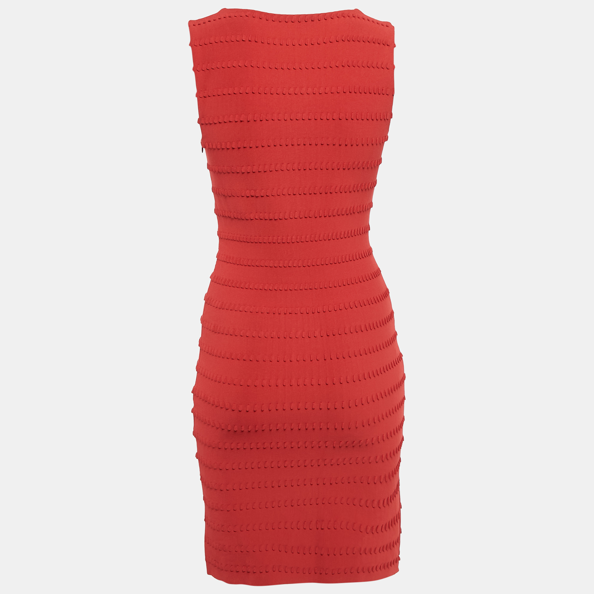 Alaia Red Patterned Jersey Sleeveless Mini Dress L 