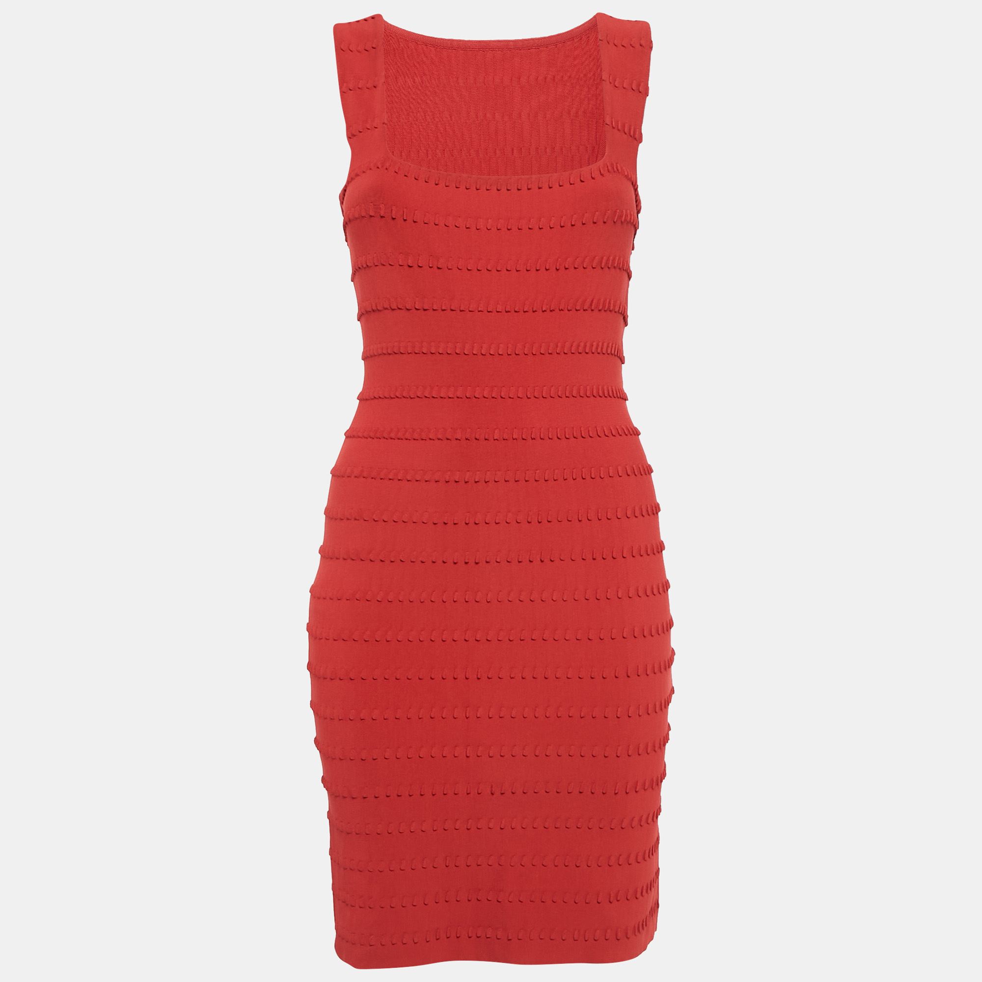 

Alaia Red Patterned Jersey Sleeveless Mini Dress L