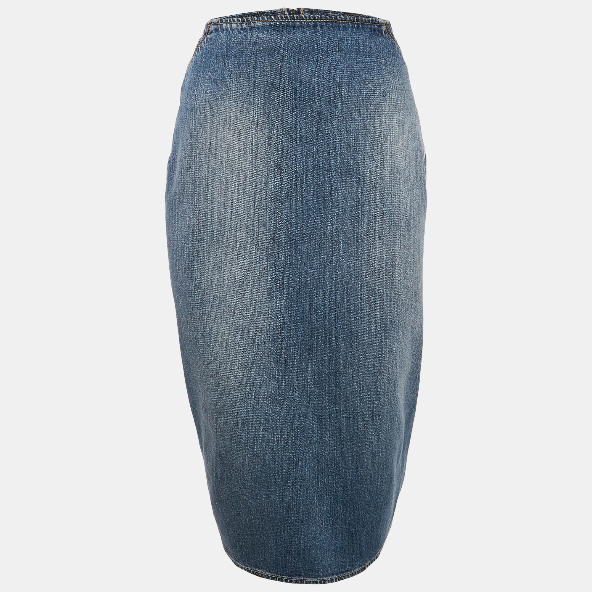 

Alaia Blue Washed Denim Zip-Up Midi Skirt M